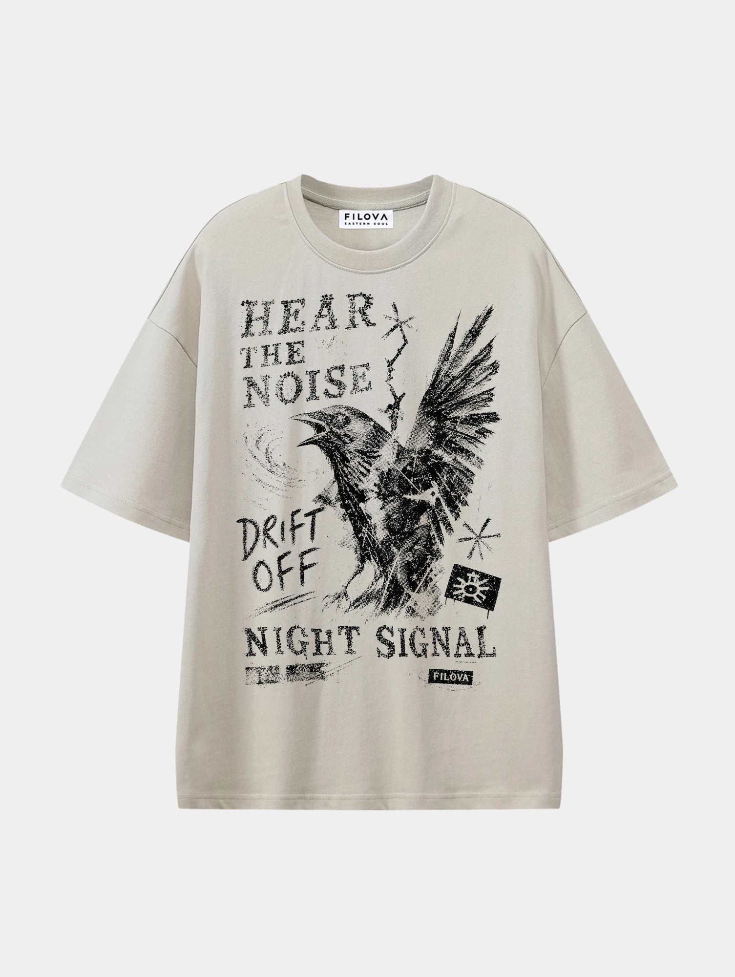 Hear The Noise Apricot graphic T-shirt, front view