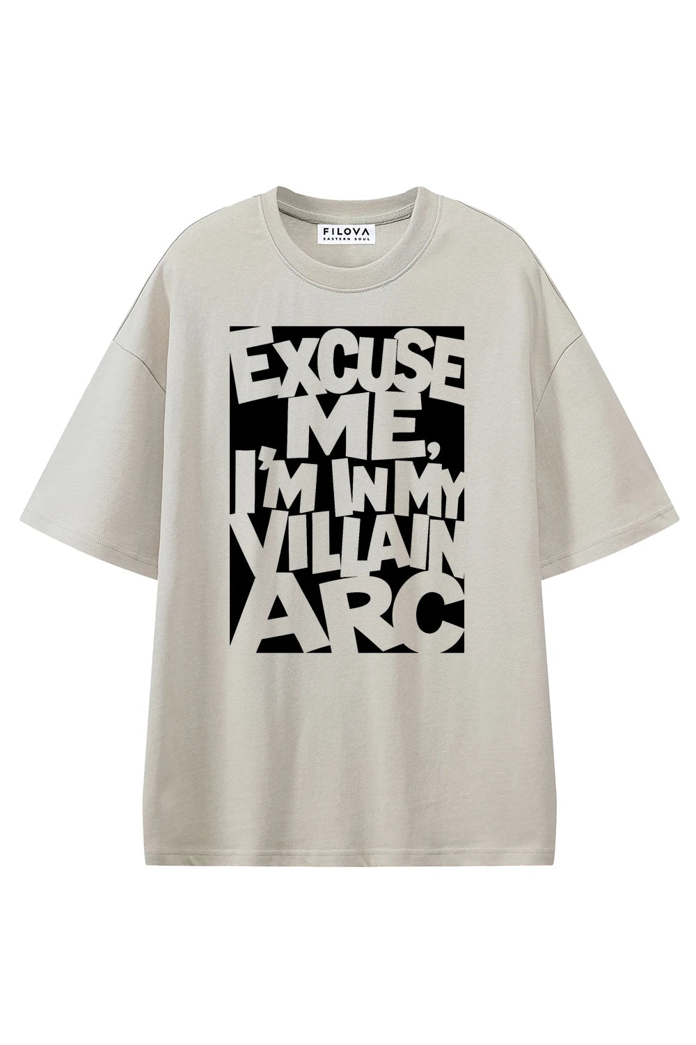 Excuse Me Im In My Villain Arc Apricot graphic T-shirt, front view