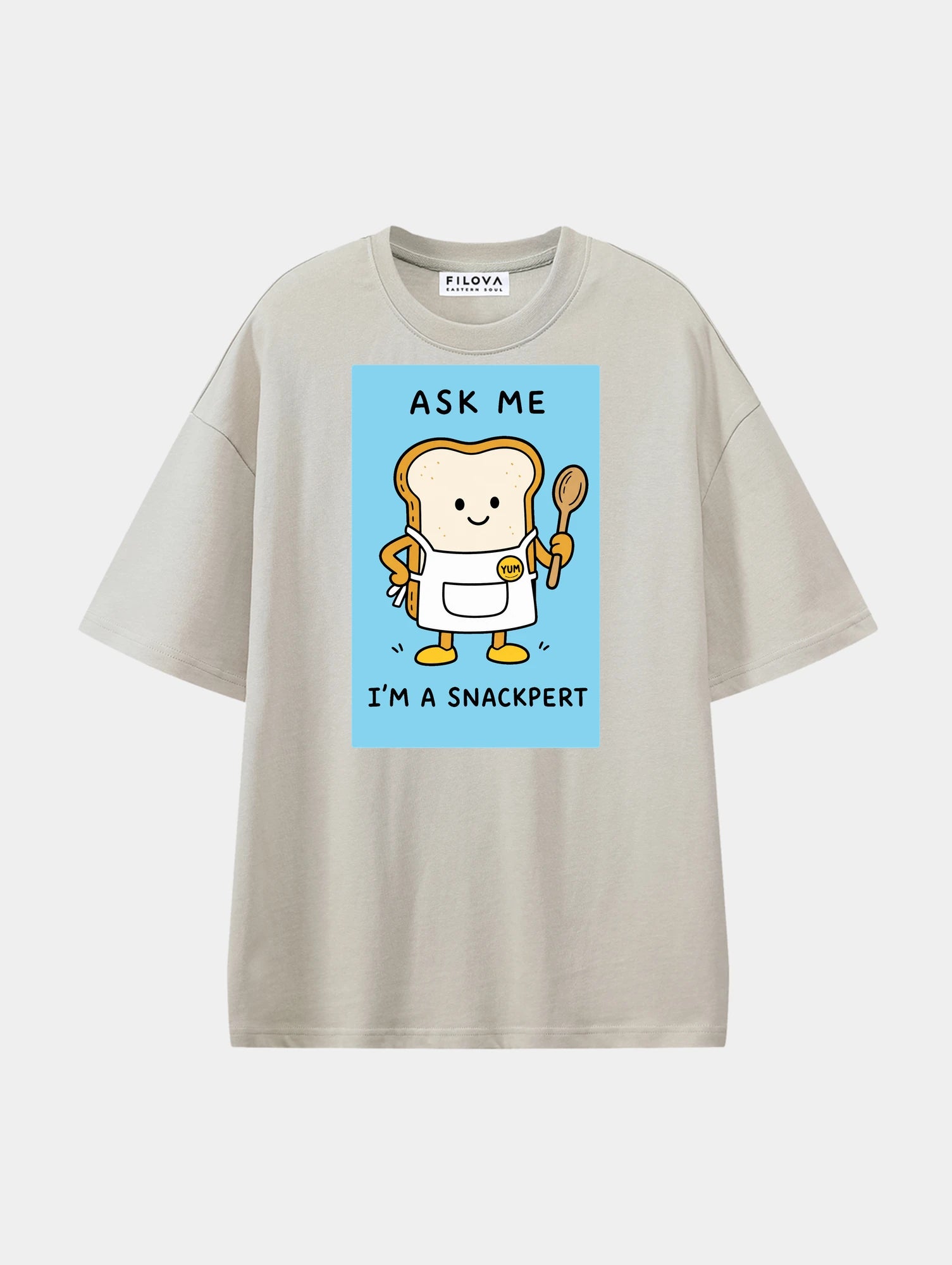 Snackpert Apricot graphic T-shirt, front view