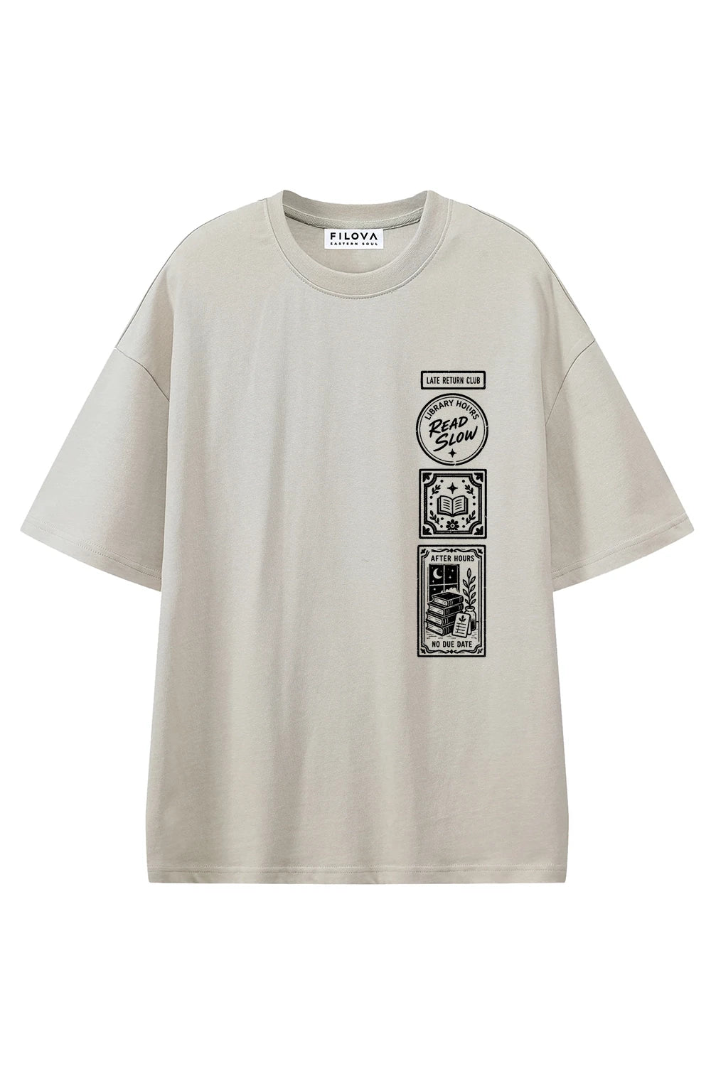 Late Return Club Apricot graphic T-shirt, front view