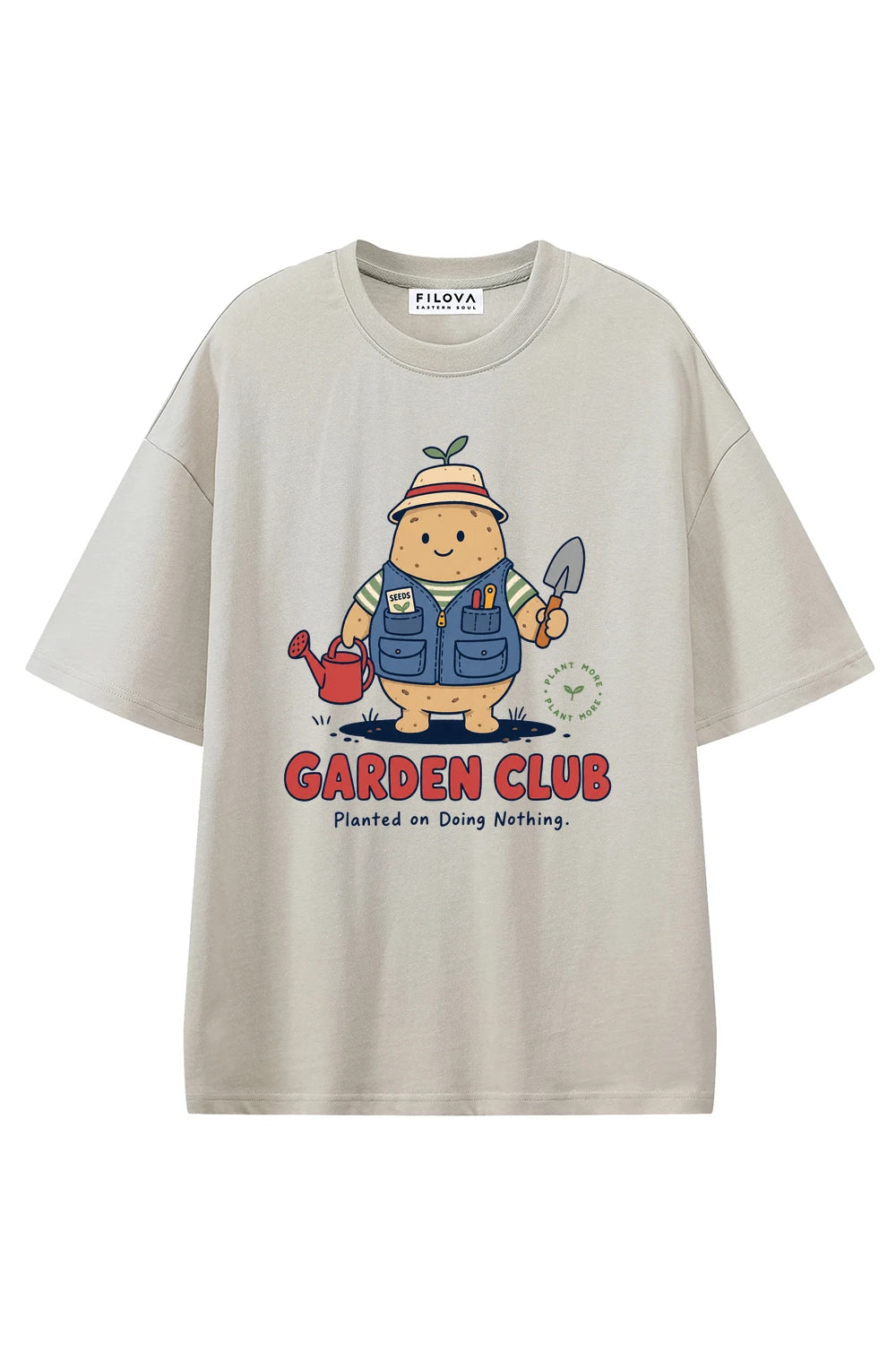 Garden Club Apricot graphic T-shirt, front view