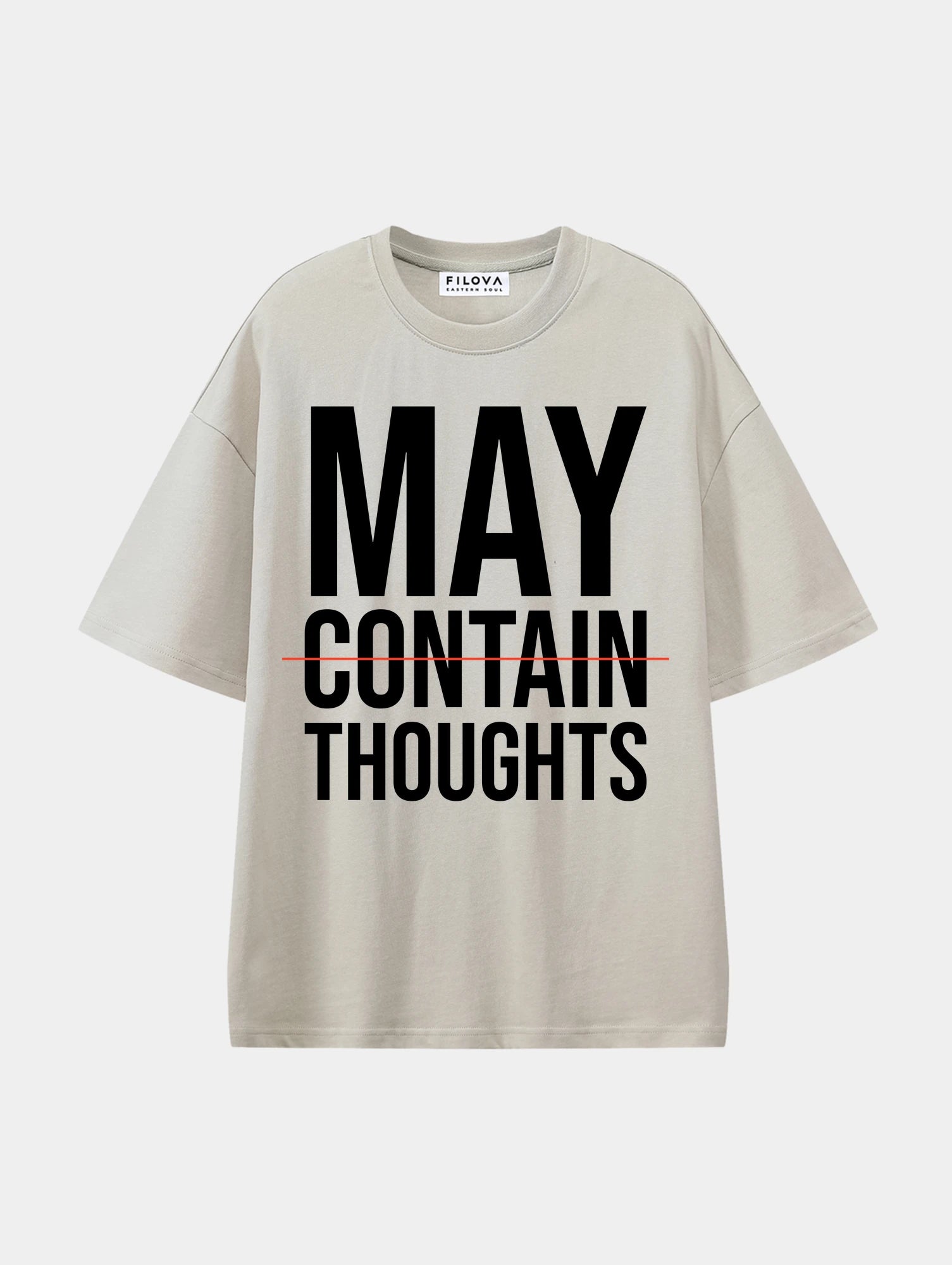 May Contain Thoughts Apricot graphic T-shirt, front view