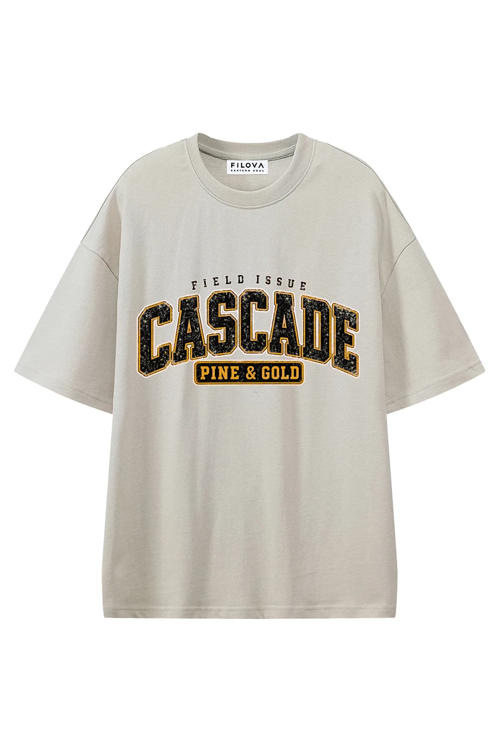Cascade Pine Gold Apricot graphic T-shirt, front view