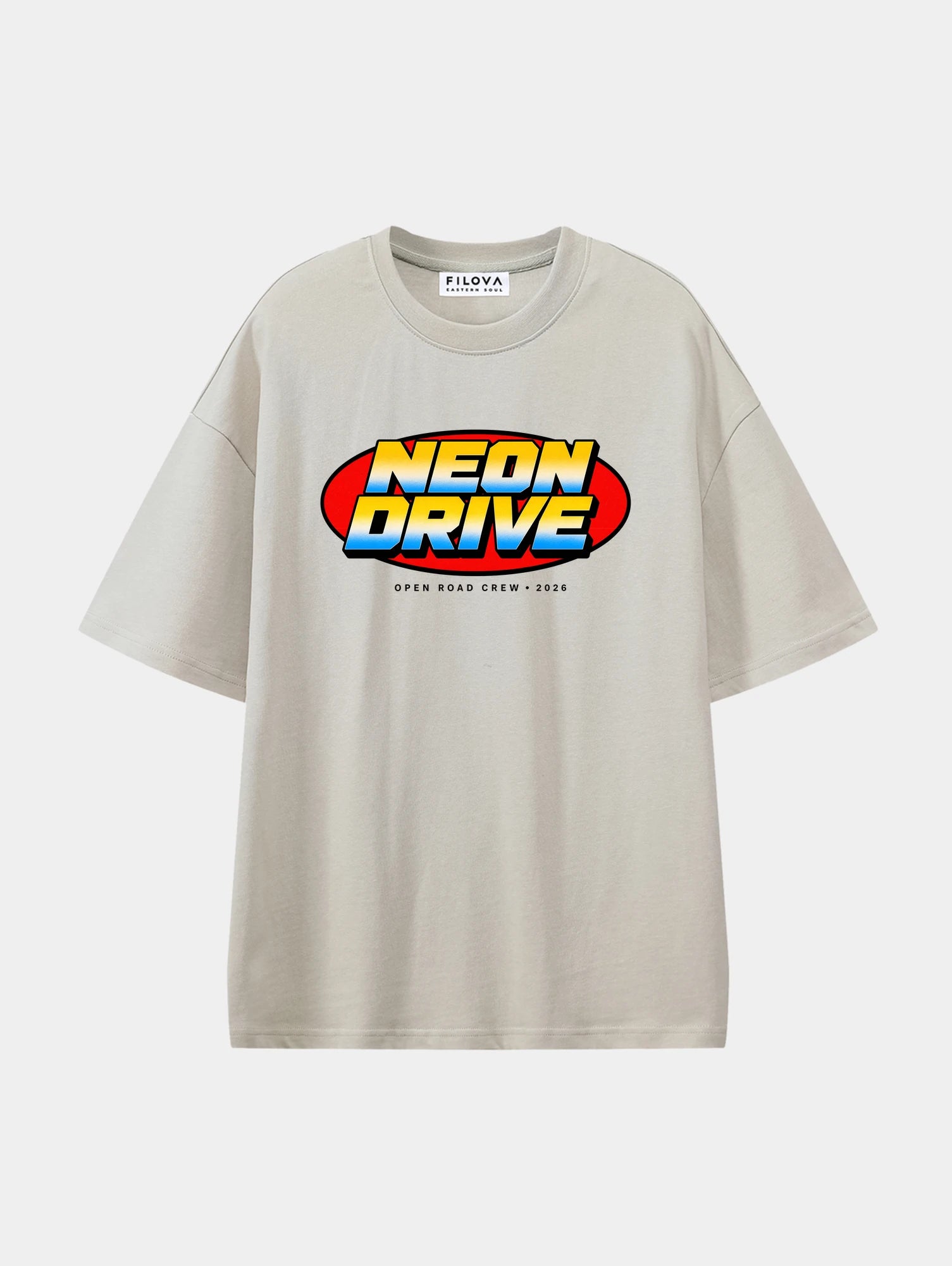 Neon Drive Apricot graphic T-shirt, front view