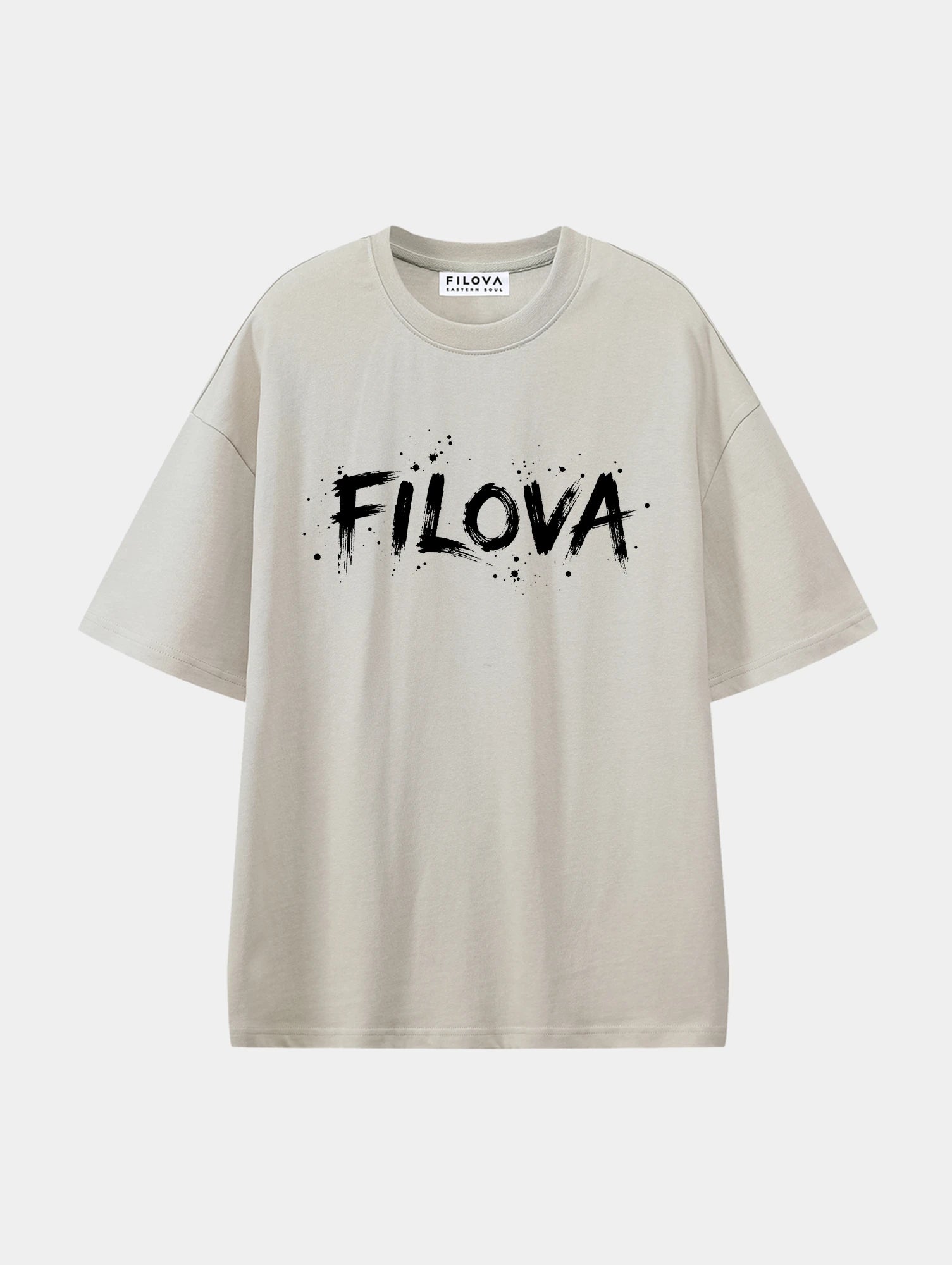 Filova Brush Splatter Apricot graphic T-shirt, front view