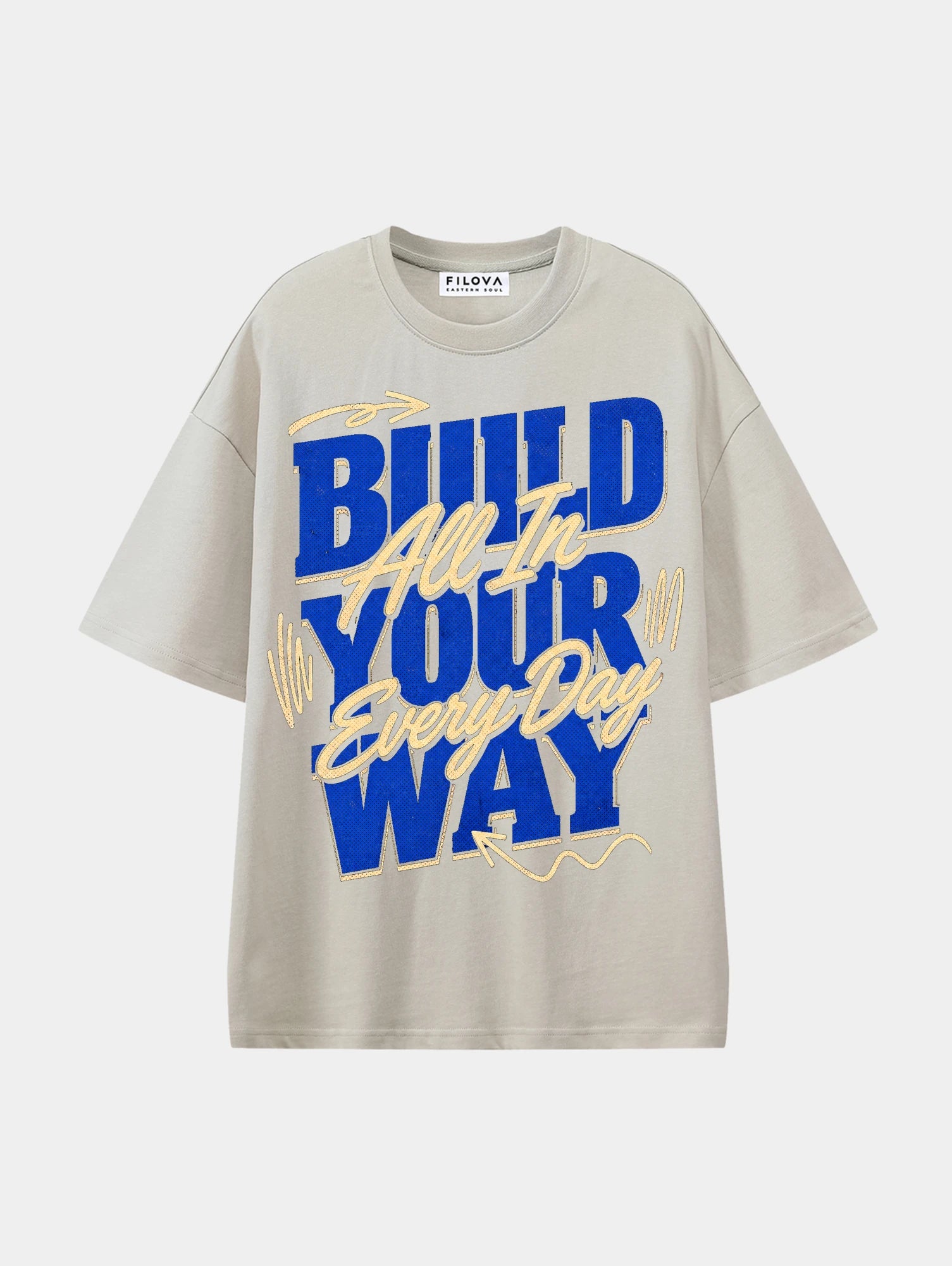 Build Your Way - All In Every Day Apricot graphic T-shirt, front view