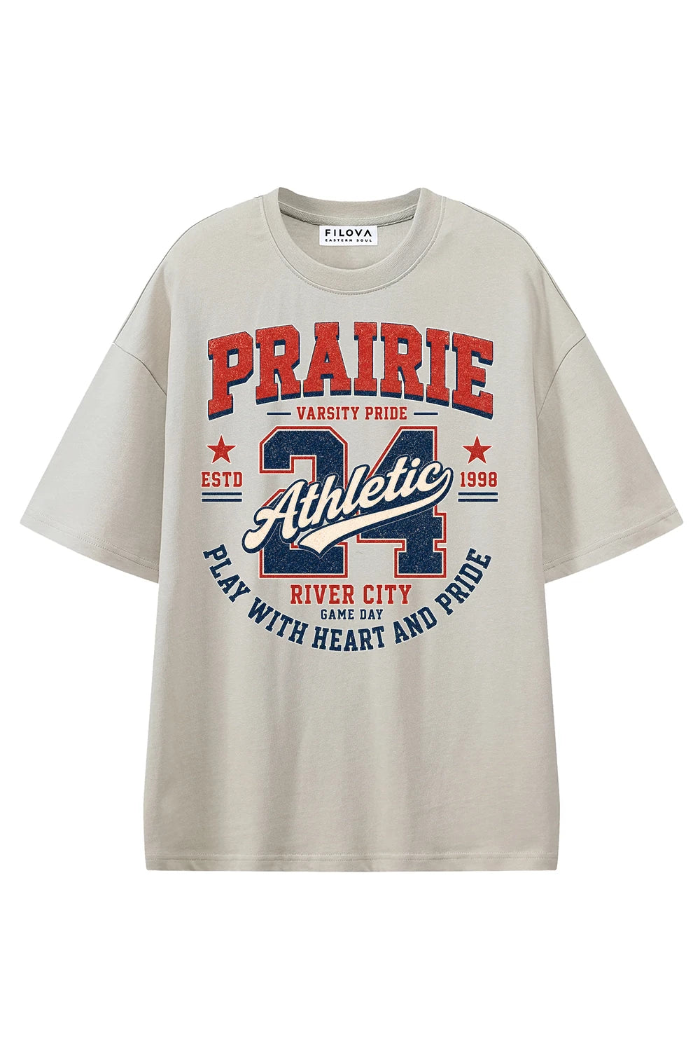 Prairie Athletic Apricot graphic T-shirt, front view