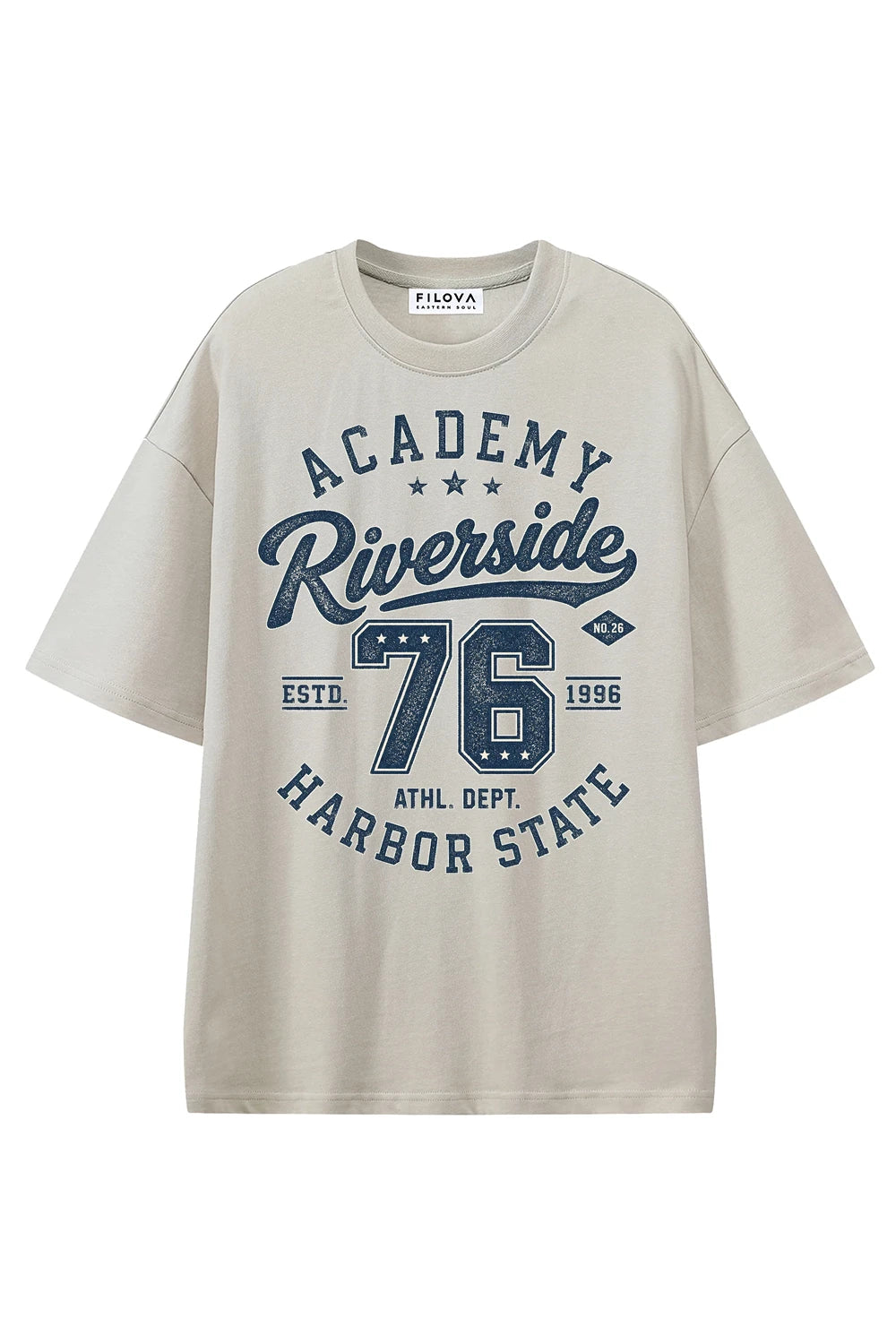 Riverside Academy Apricot graphic T-shirt, front view