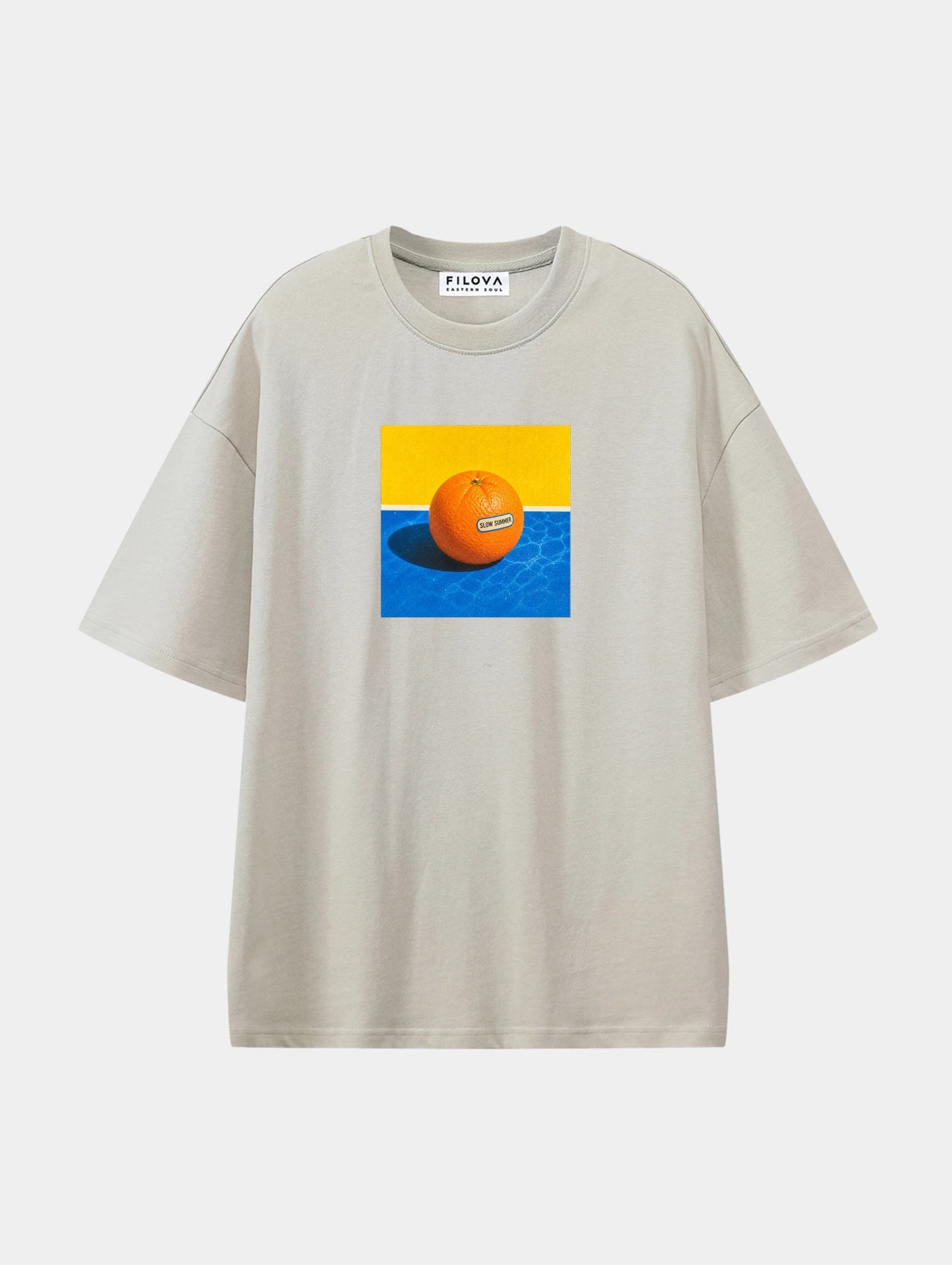 Poolside Orange Apricot graphic T-shirt, front view