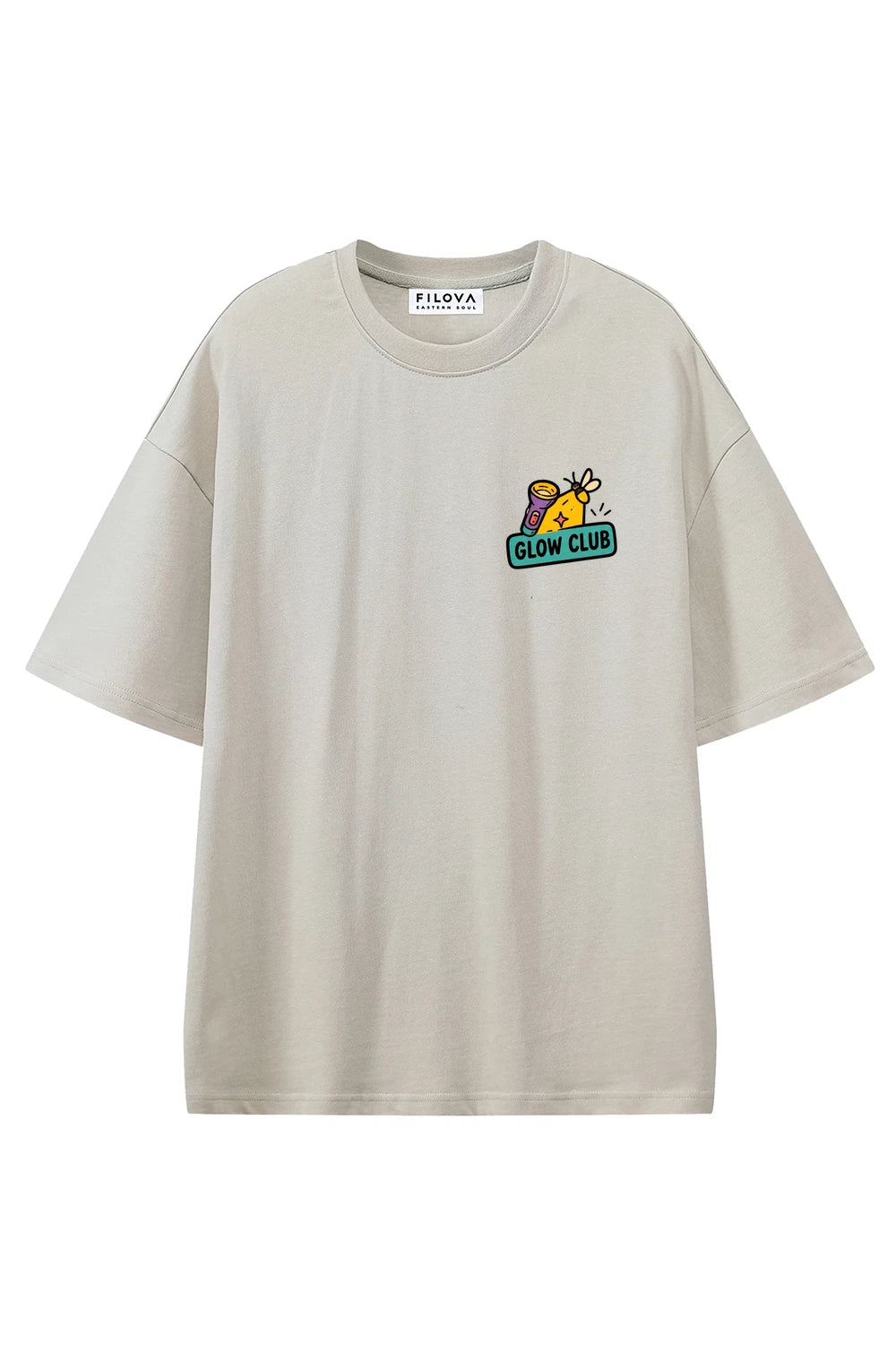 Night Glow Club Apricot graphic T-shirt, front view
