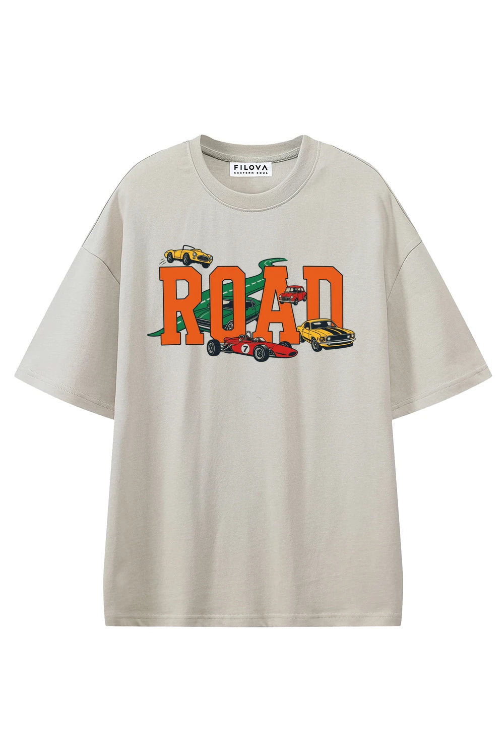 Road Rally Apricot graphic T-shirt, front view