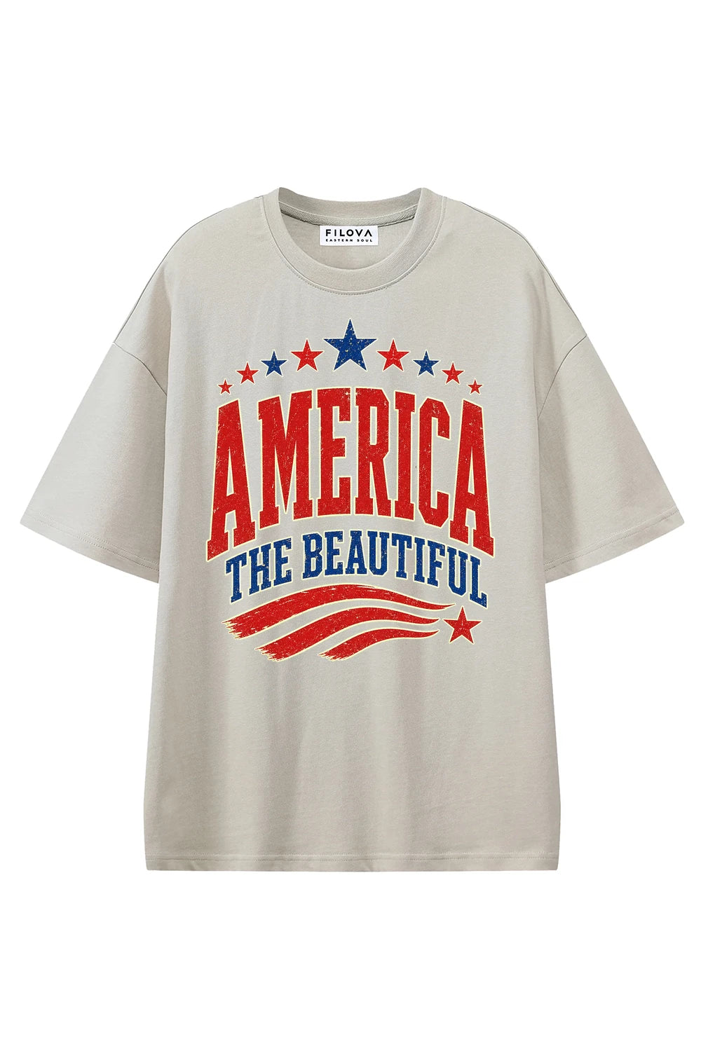 America The Beautiful Apricot graphic T-shirt, front view