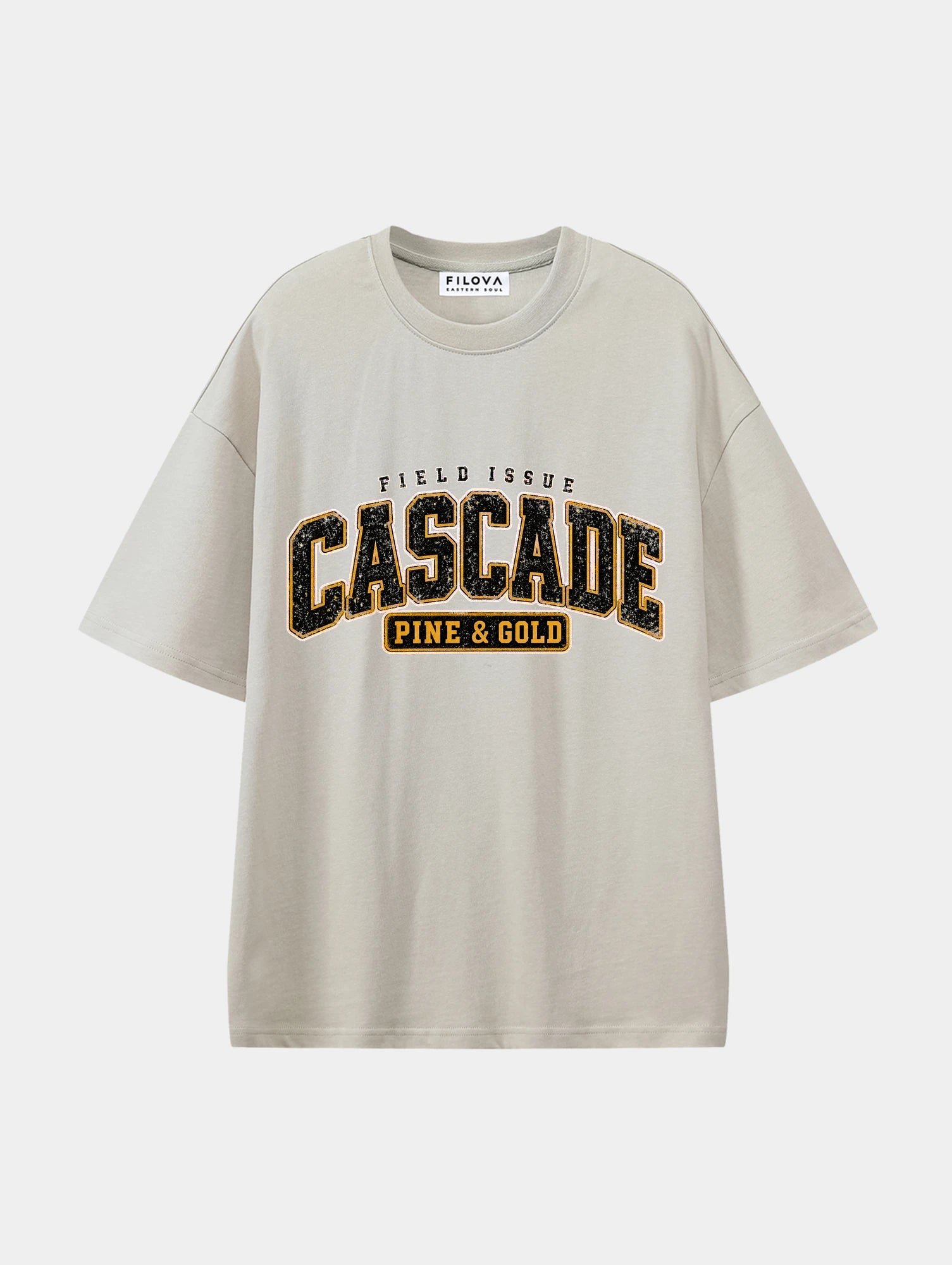 Cascade Pine Gold Apricot graphic T-shirt, front view