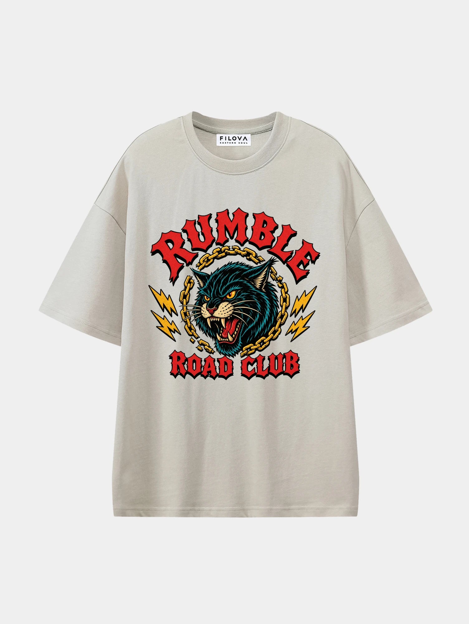Rumble Road Club Apricot graphic T-shirt, front view
