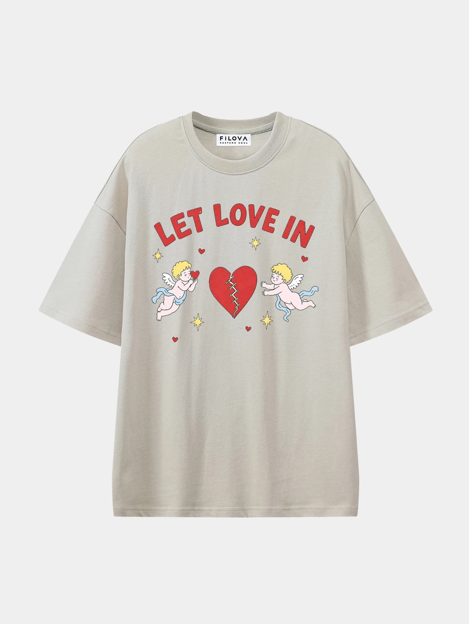 Let Love In Apricot graphic T-shirt, front view