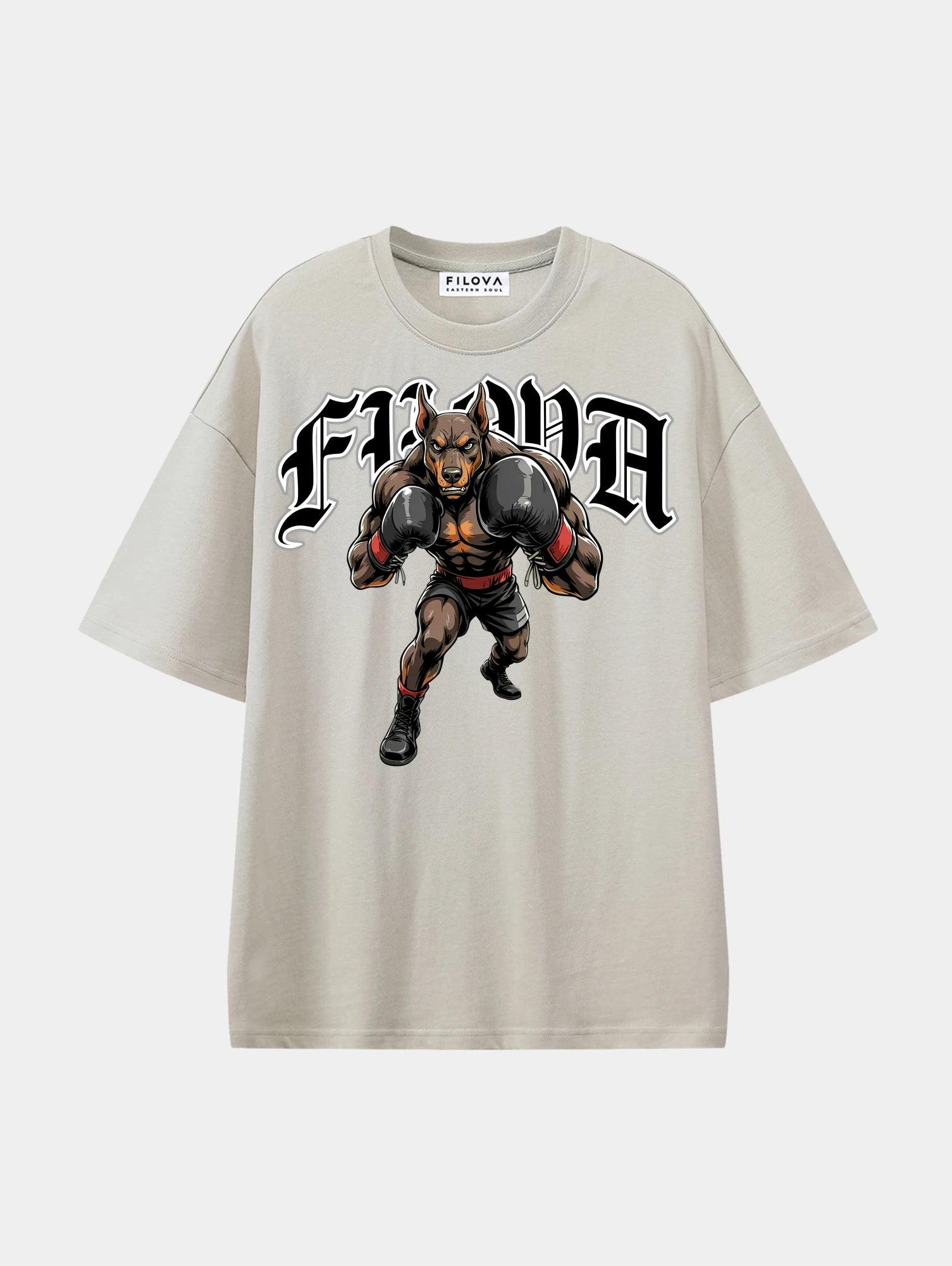 Boxing Dog Apricot graphic T-shirt, front view