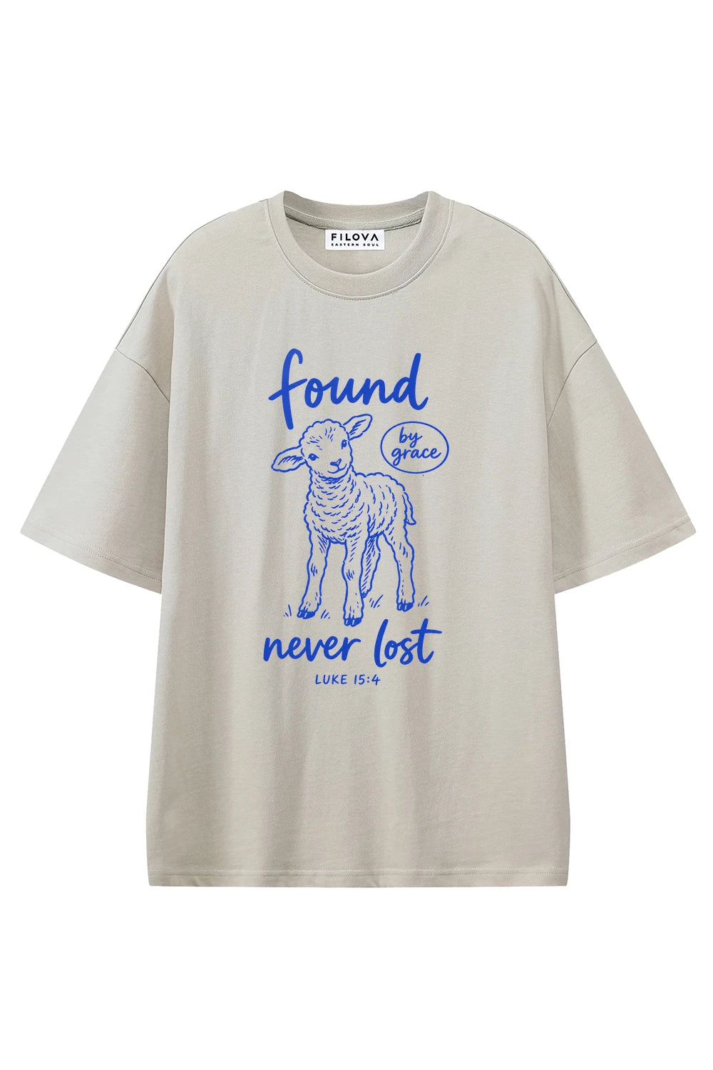 Found By Grace Lamb Apricot graphic T-shirt, front view