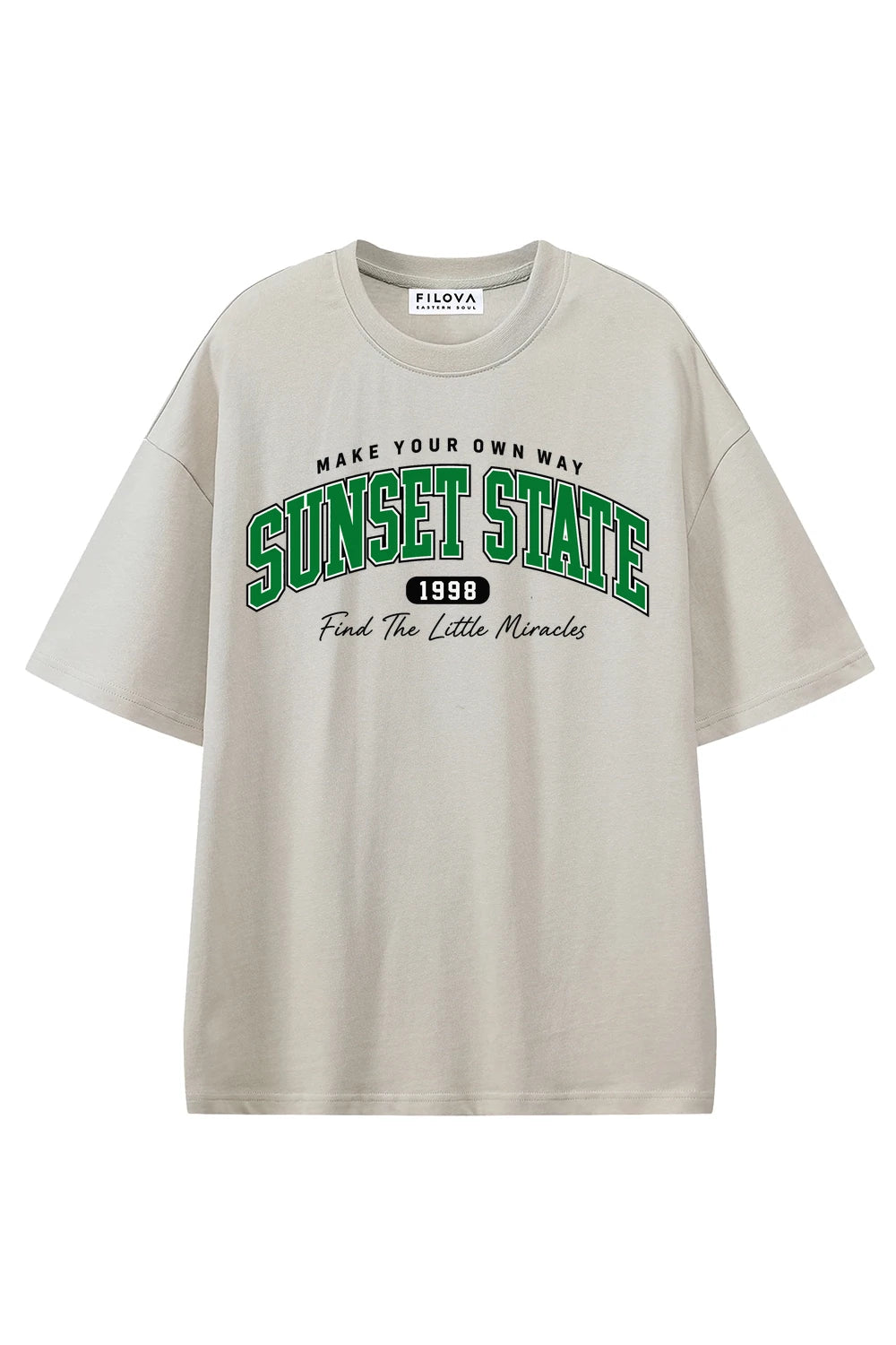 Sunset State Apricot graphic T-shirt, front view