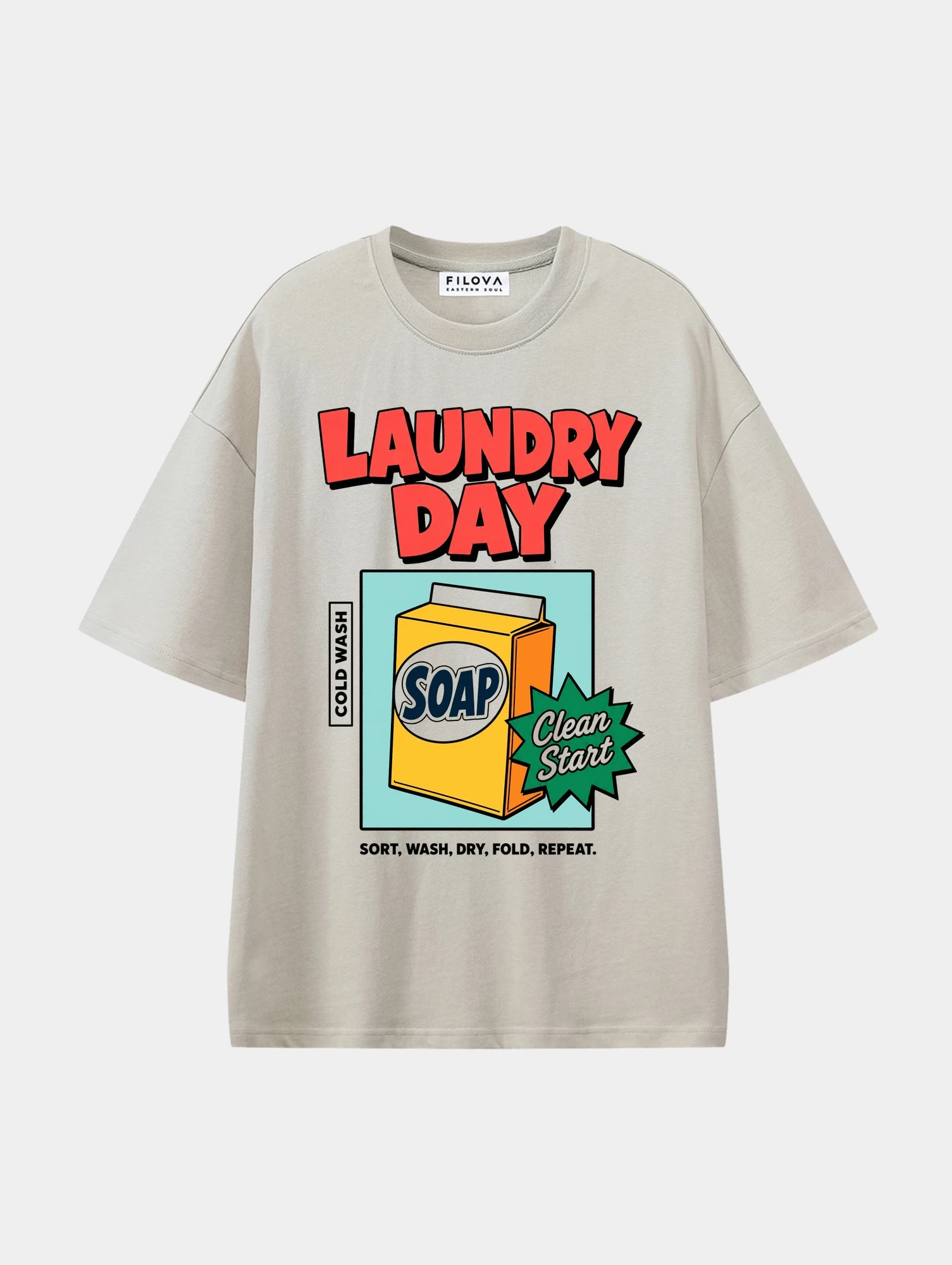 Laundry Day Apricot graphic T-shirt, front view