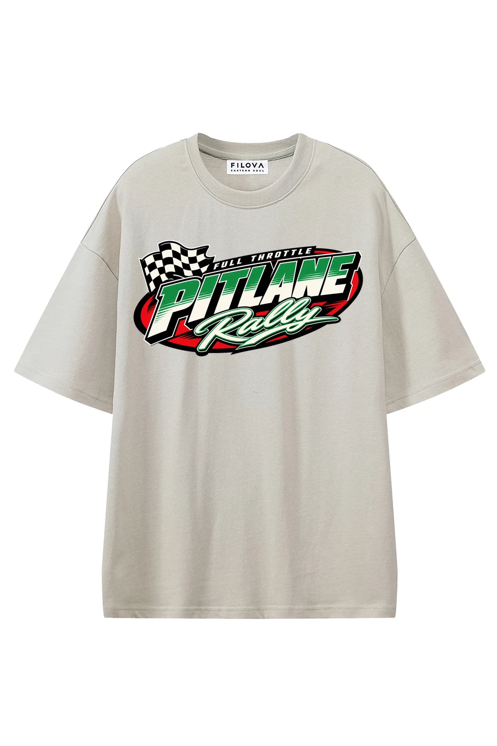 Pitlane Rally Apricot graphic T-shirt, front view