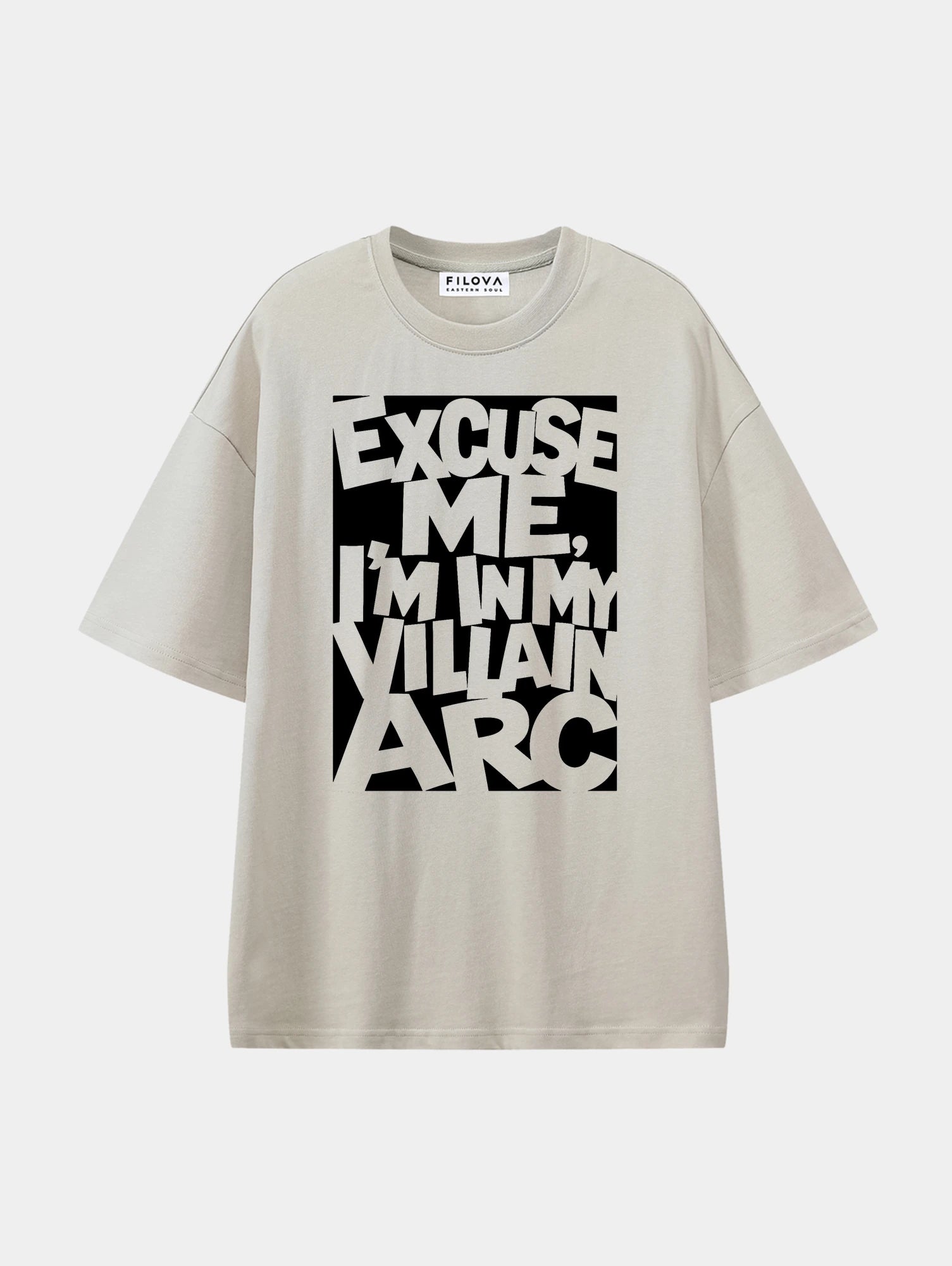 Excuse Me Im In My Villain Arc Apricot graphic T-shirt, front view