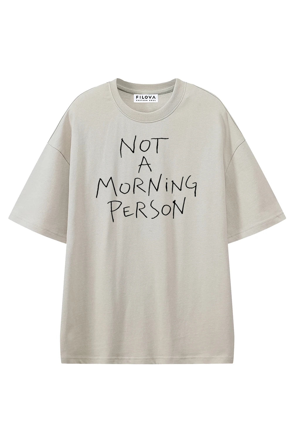 Not A Morning Person Apricot graphic T-shirt, front view