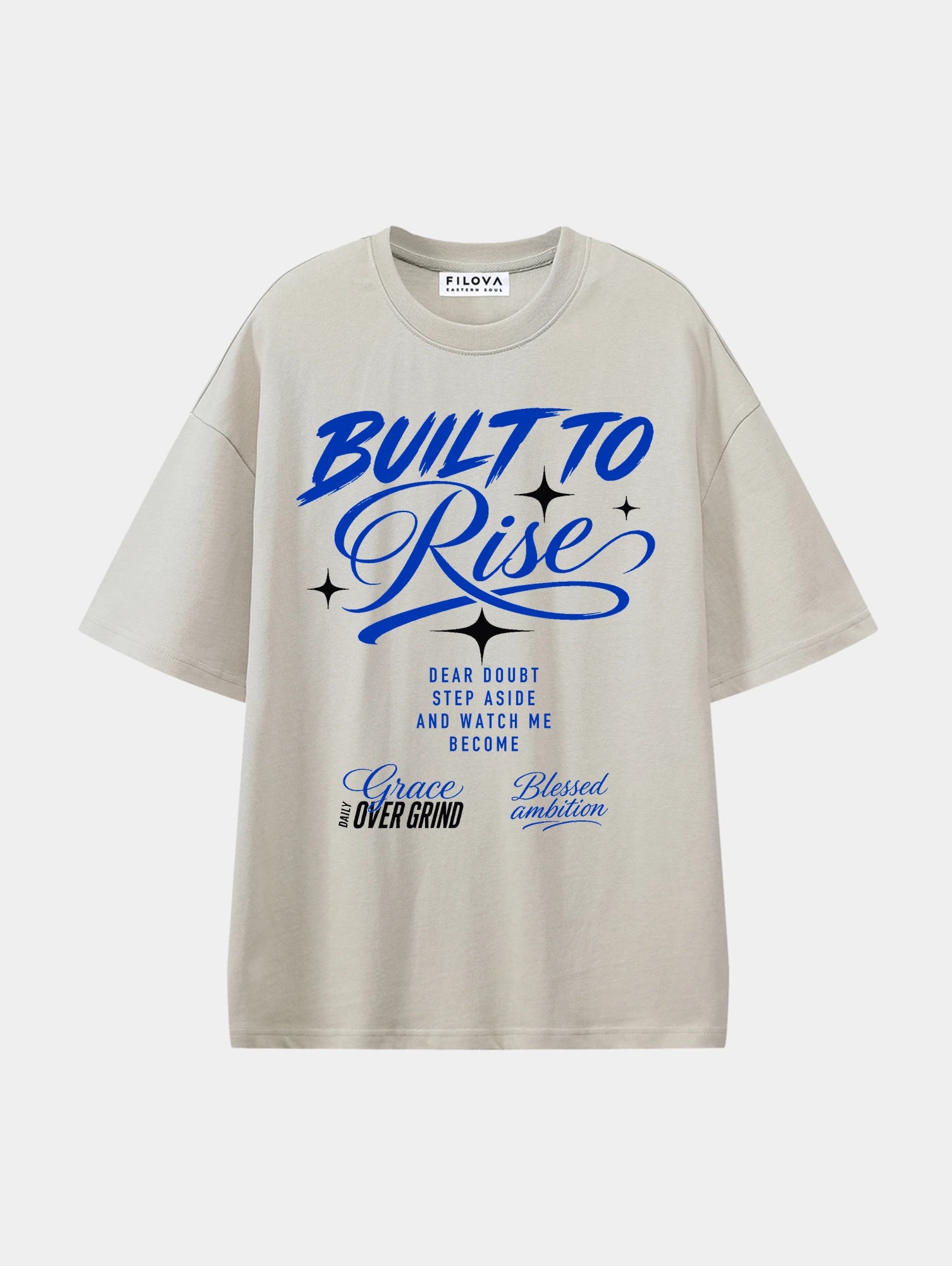 Built To Rise Apricot graphic T-shirt, front view