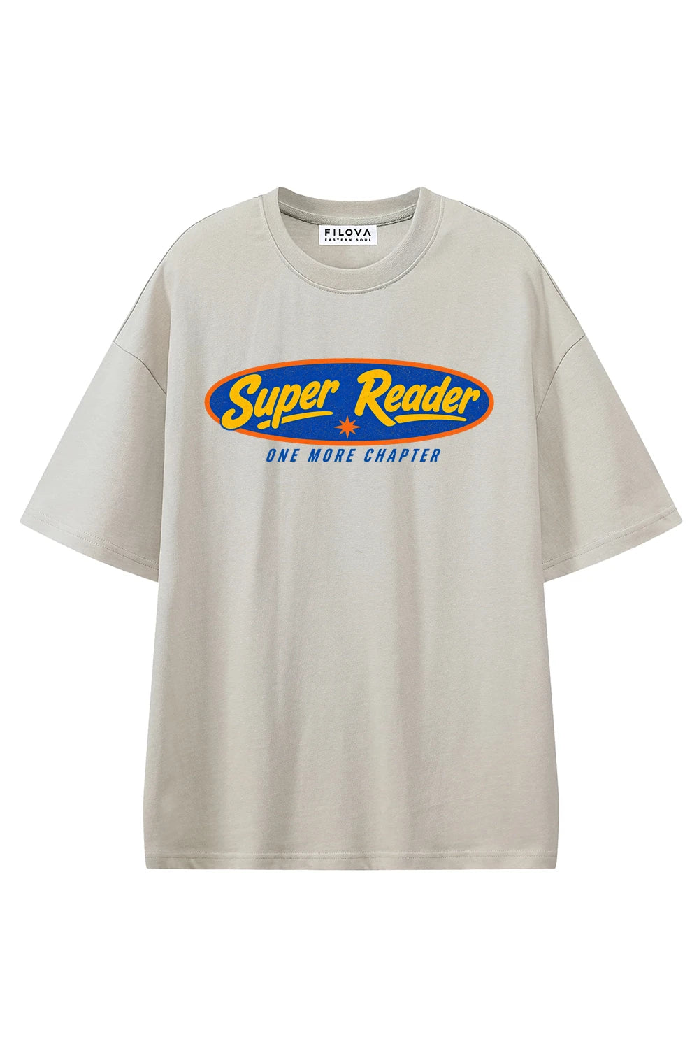 Super Reader Apricot graphic T-shirt, front view