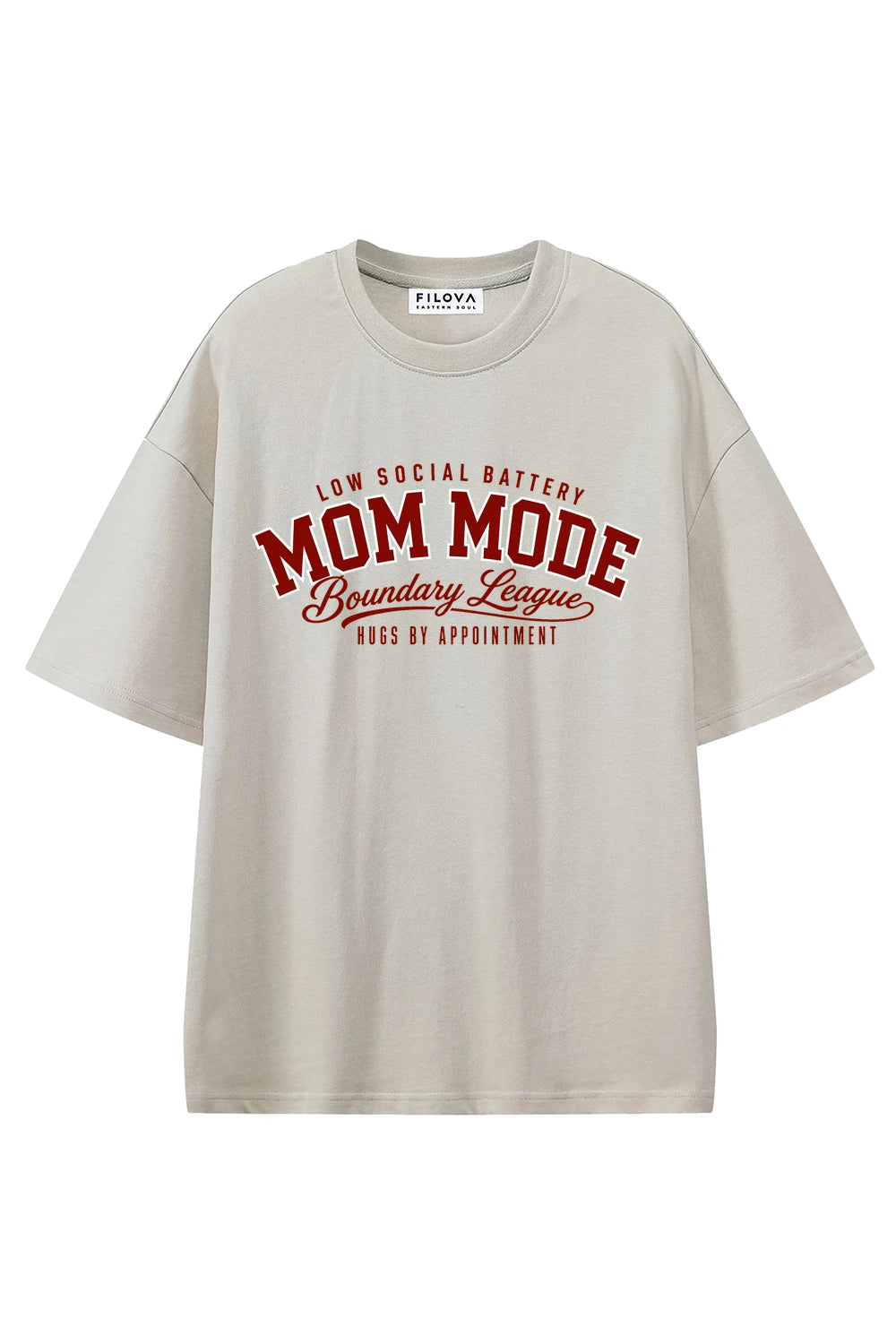 Mom Mode Boundary League Apricot graphic T-shirt, front view