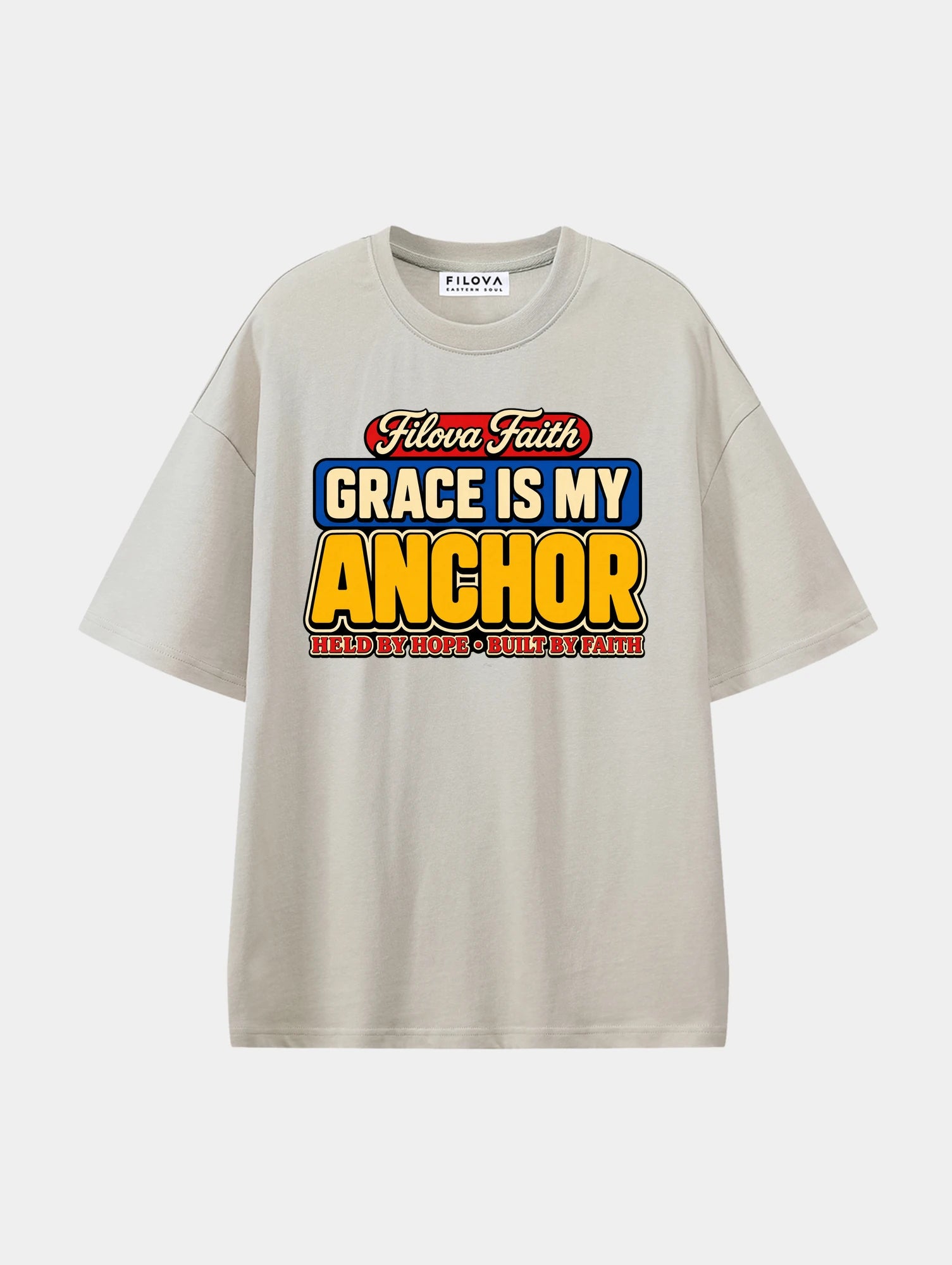 Filova Faith - Grace Is My Anchor Apricot graphic T-shirt, front view