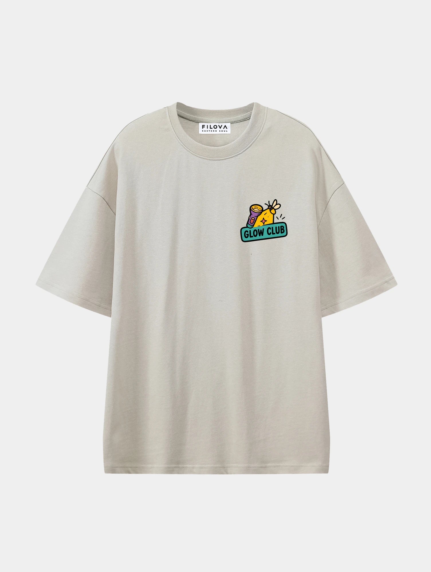 Night Glow Club Apricot graphic T-shirt, front view