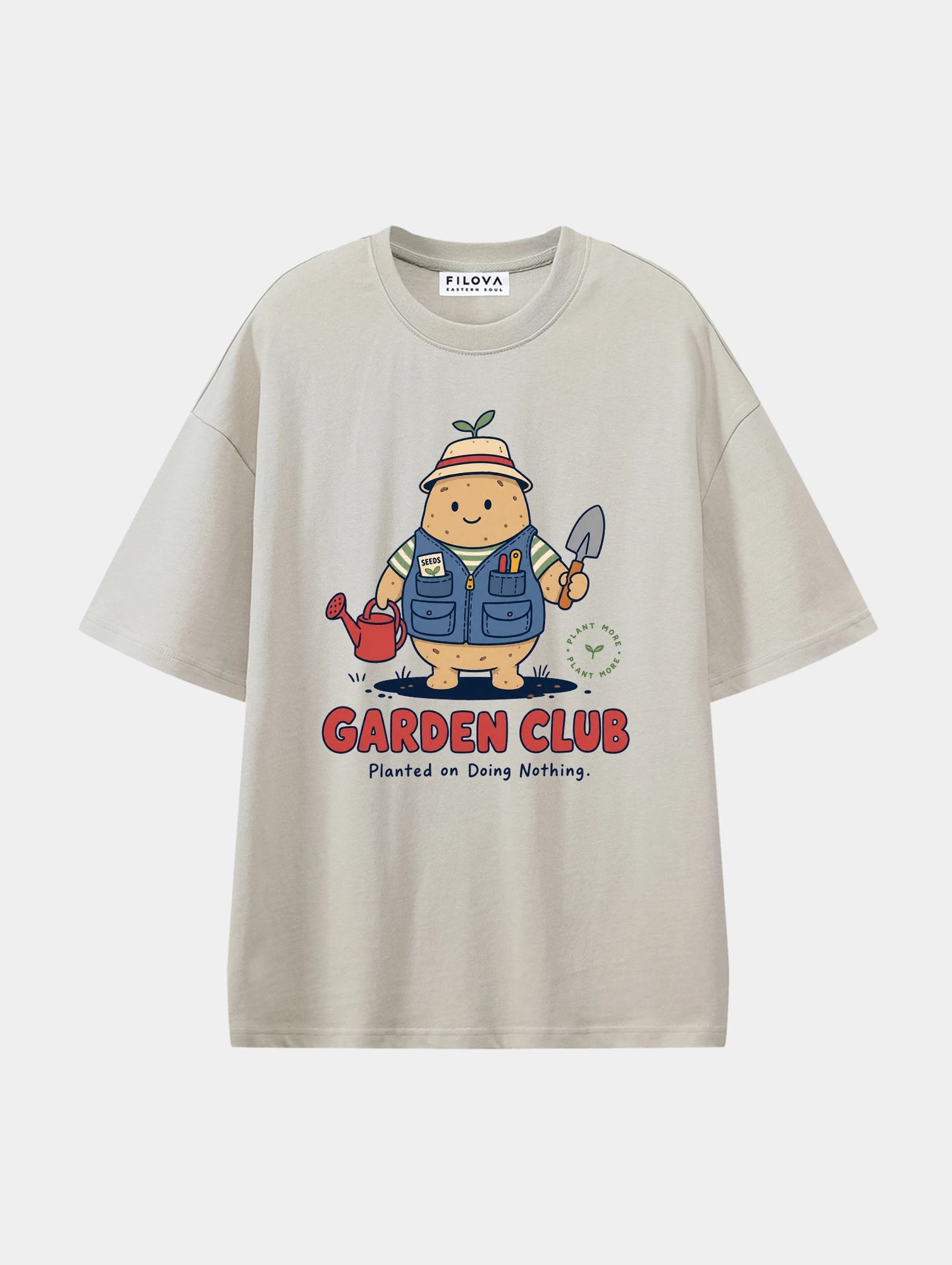 Garden Club Apricot graphic T-shirt, front view