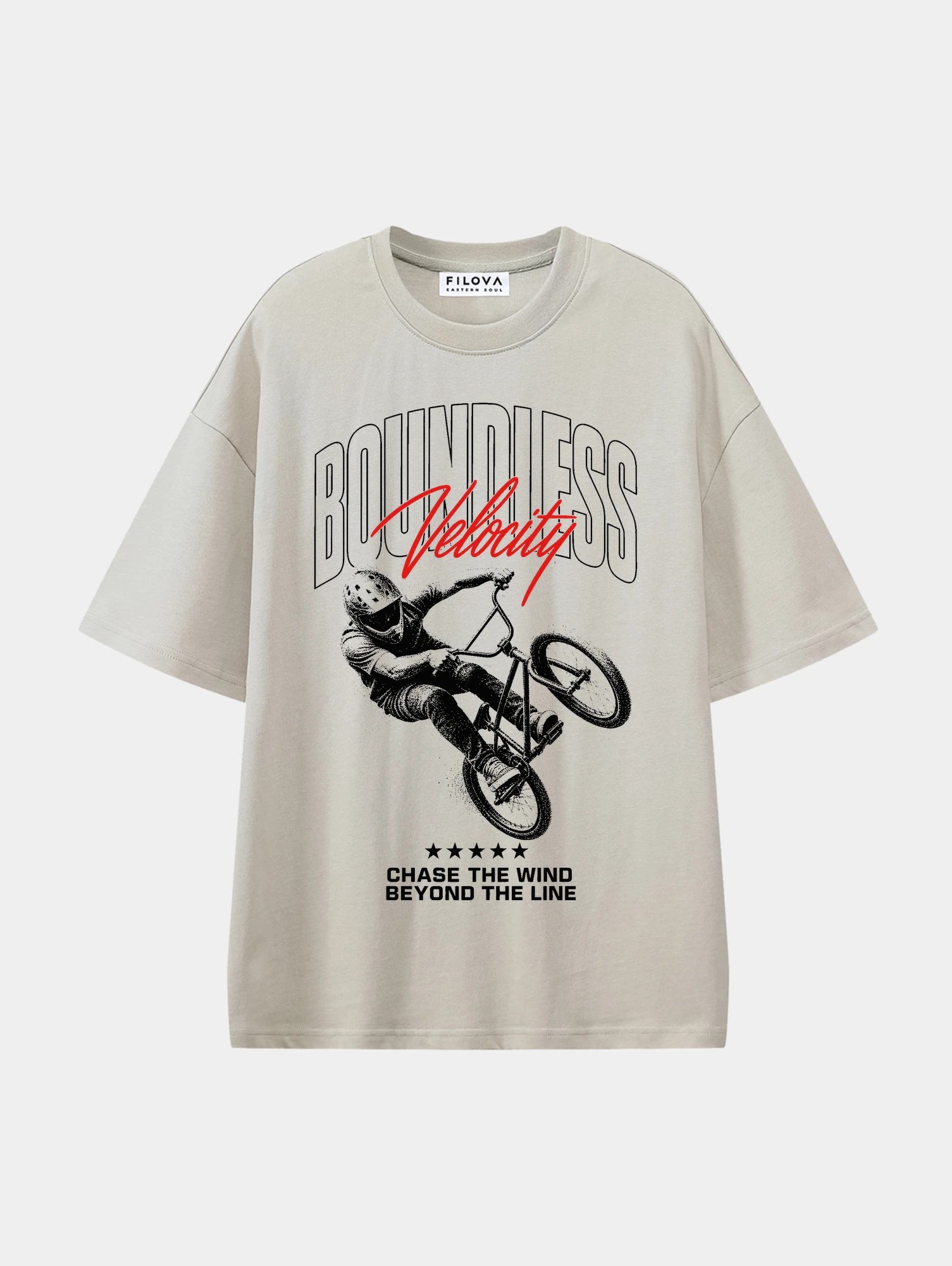 Boundless Velocity Apricot graphic T-shirt, front view