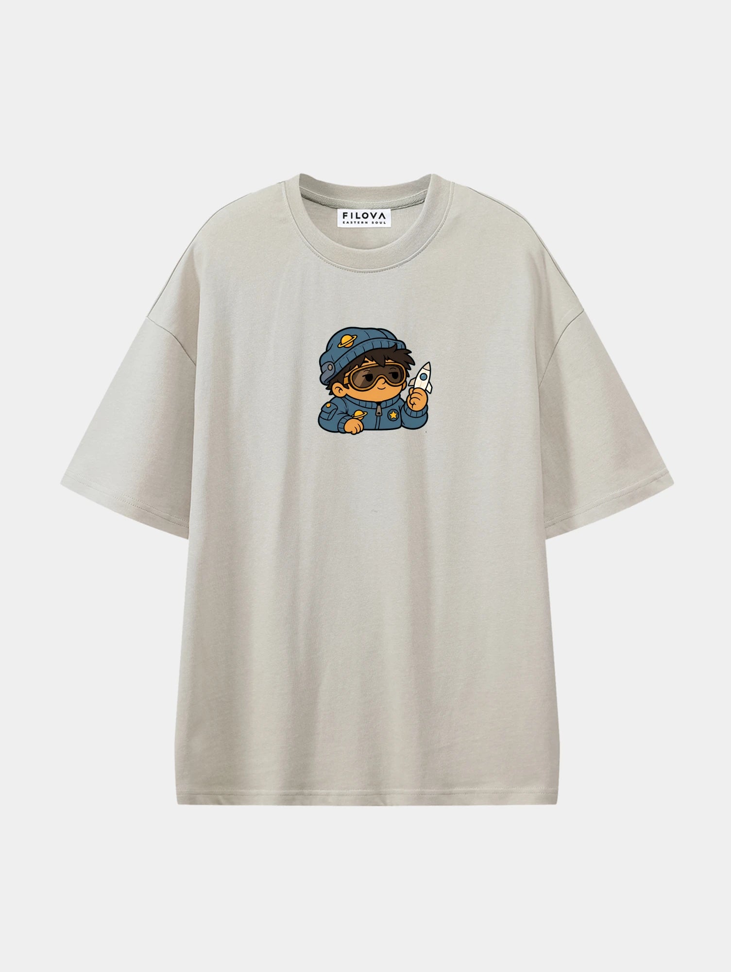 Pocket Orbit Apricot graphic T-shirt, front view