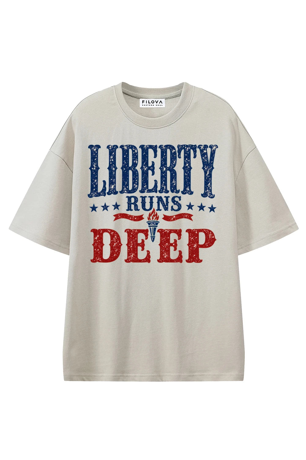Liberty Runs Deep Apricot graphic T-shirt, front view