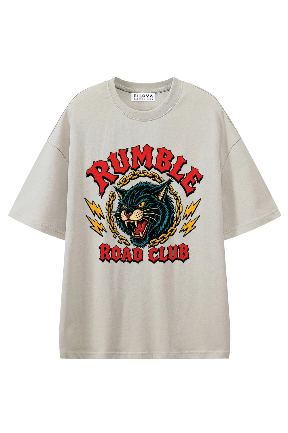 Rumble Road Club Apricot graphic T-shirt, front view