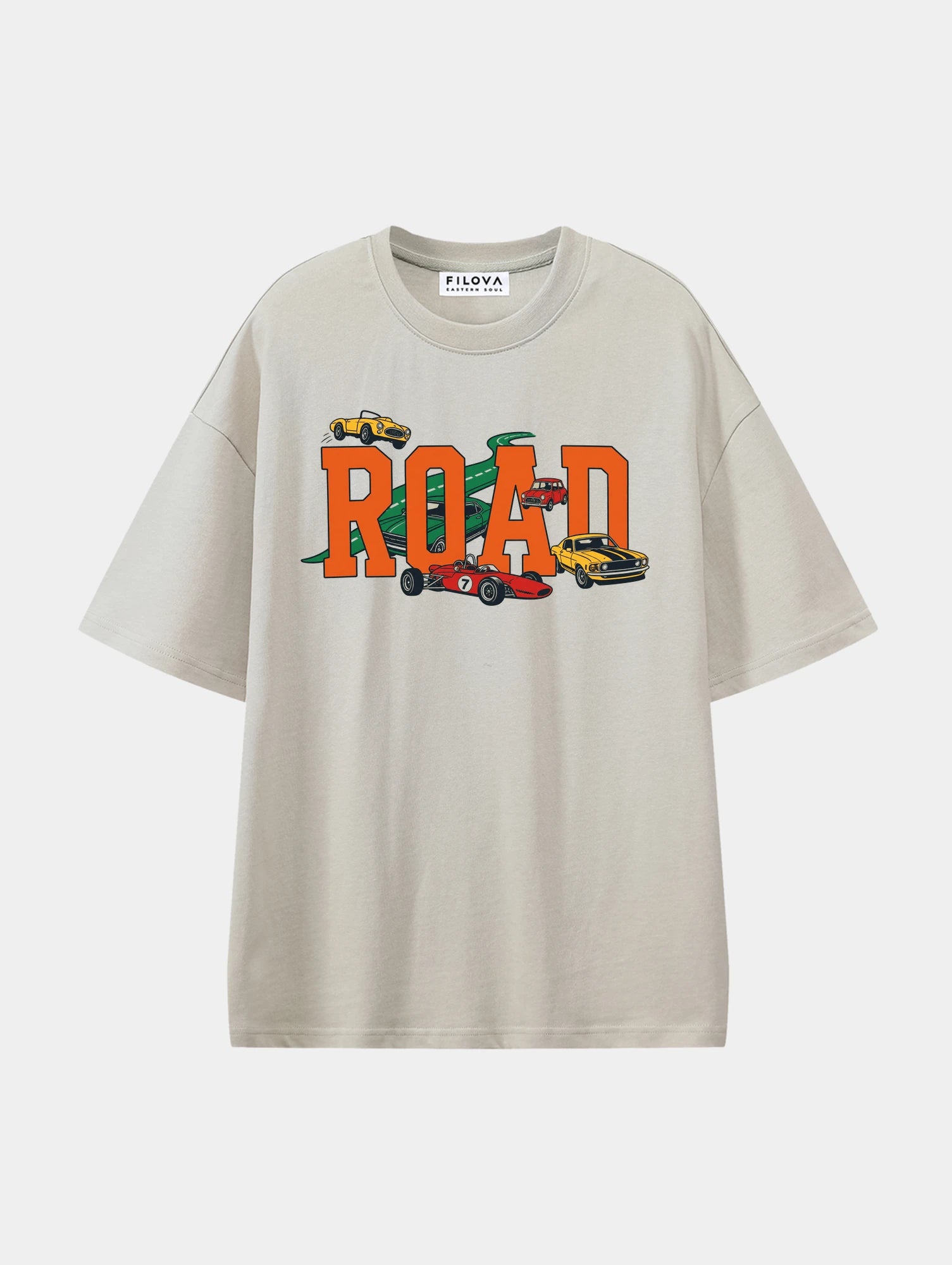 Road Rally Apricot graphic T-shirt, front view