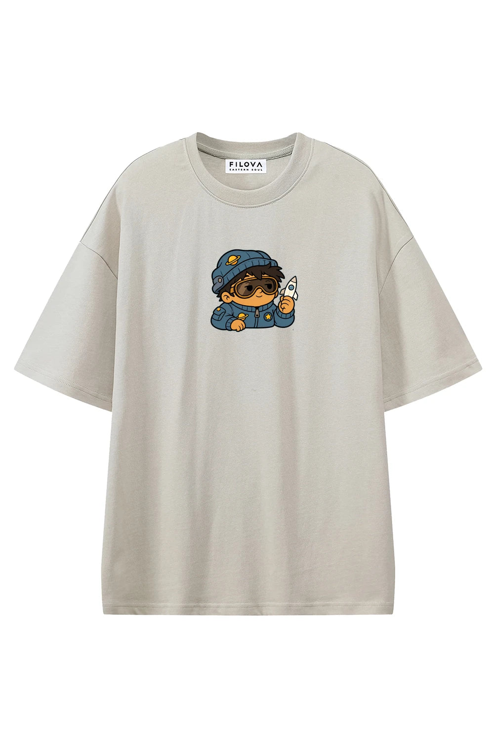 Pocket Orbit Apricot graphic T-shirt, front view