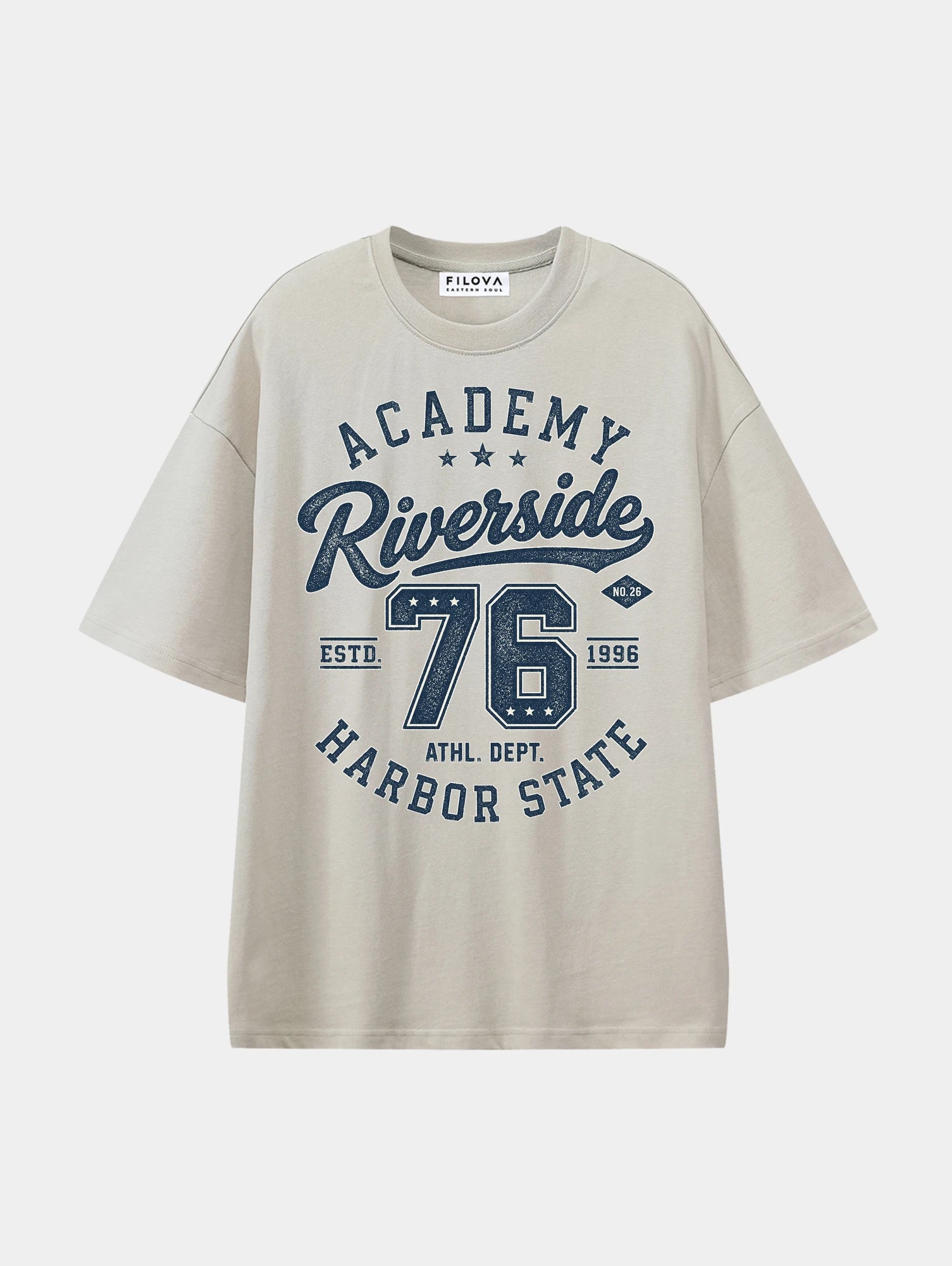 Riverside Academy Apricot graphic T-shirt, front view