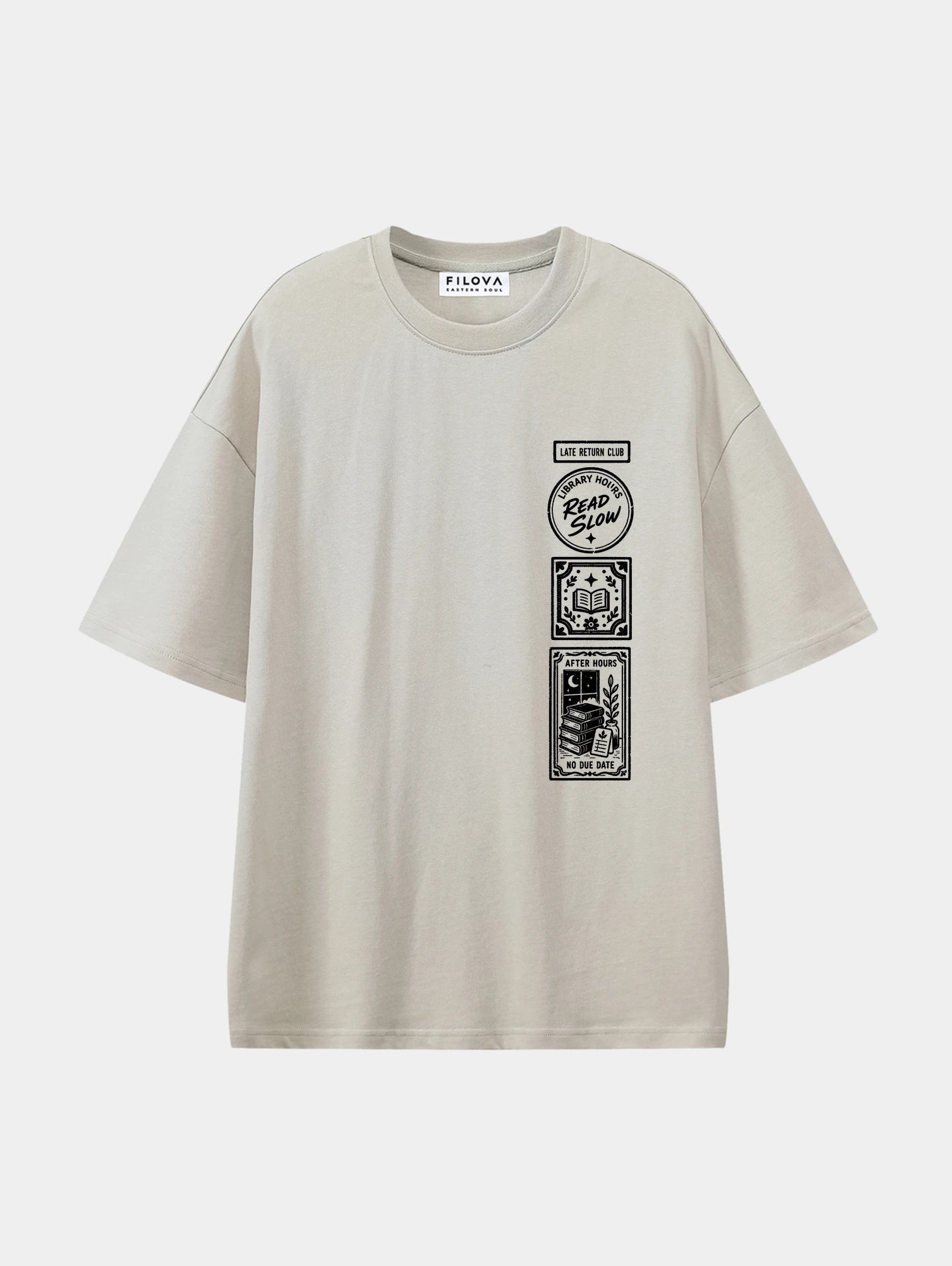 Late Return Club Apricot graphic T-shirt, front view