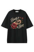 Beauty In The Thorns Black graphic T-shirt, front view