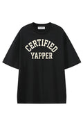 Certified Yapper Black graphic T-shirt, front view