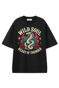 Wild Soul Thunder Black graphic T-shirt, front view