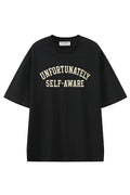Unfortunately Self Aware Black graphic T-shirt, front view