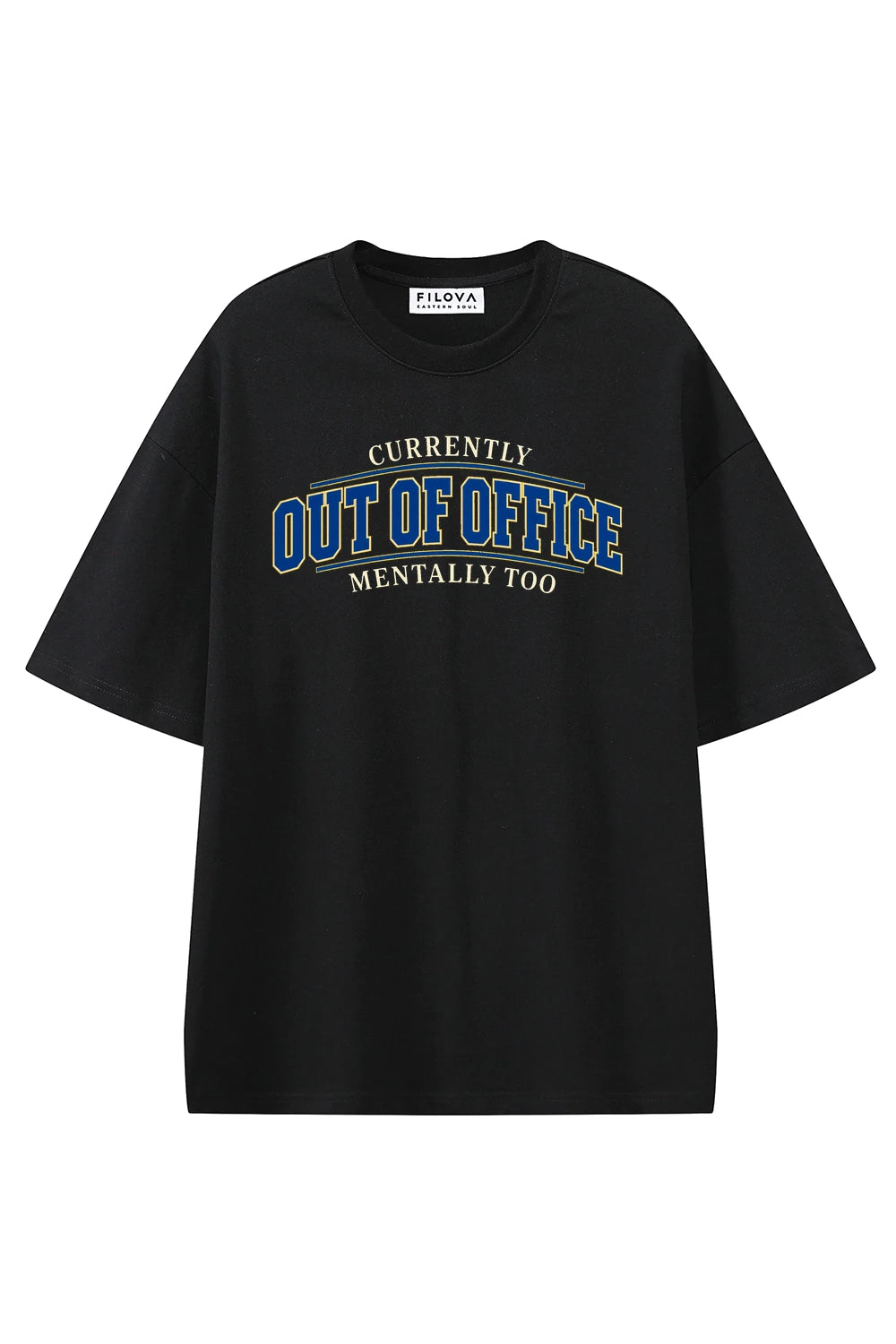 Currently Out Of Office Mentally Too Black graphic T-shirt, front view