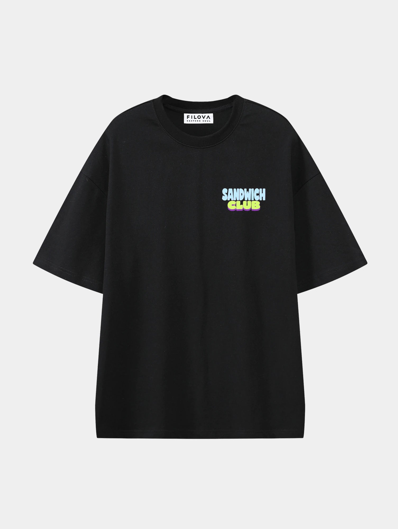 After Hours Sandwich Club Black graphic T-shirt, front view