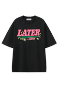 Later Skater Black graphic T-shirt, front view