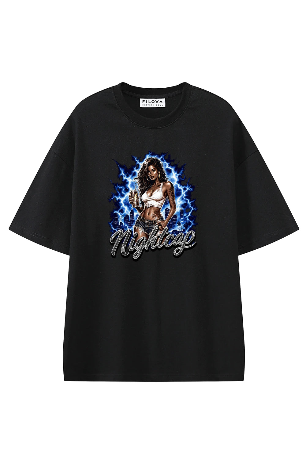 Nightcap Signal Black graphic T-shirt, front view