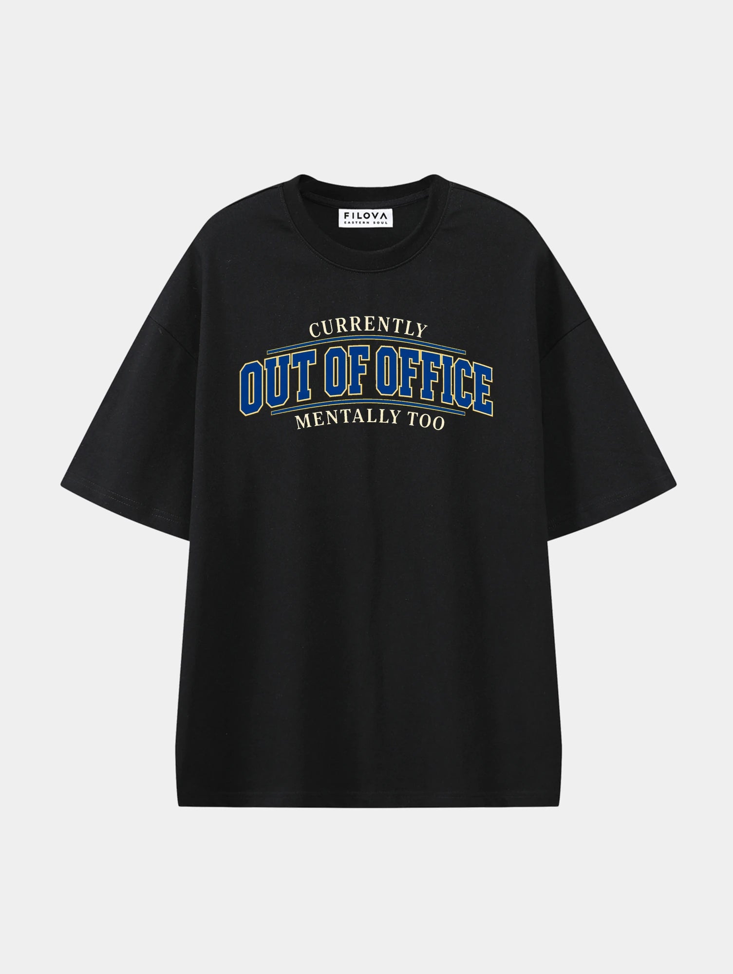 Currently Out Of Office Mentally Too Black graphic T-shirt, front view