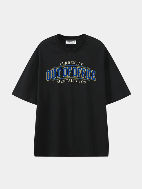 Currently Out Of Office Mentally Too Black graphic T-shirt, front view